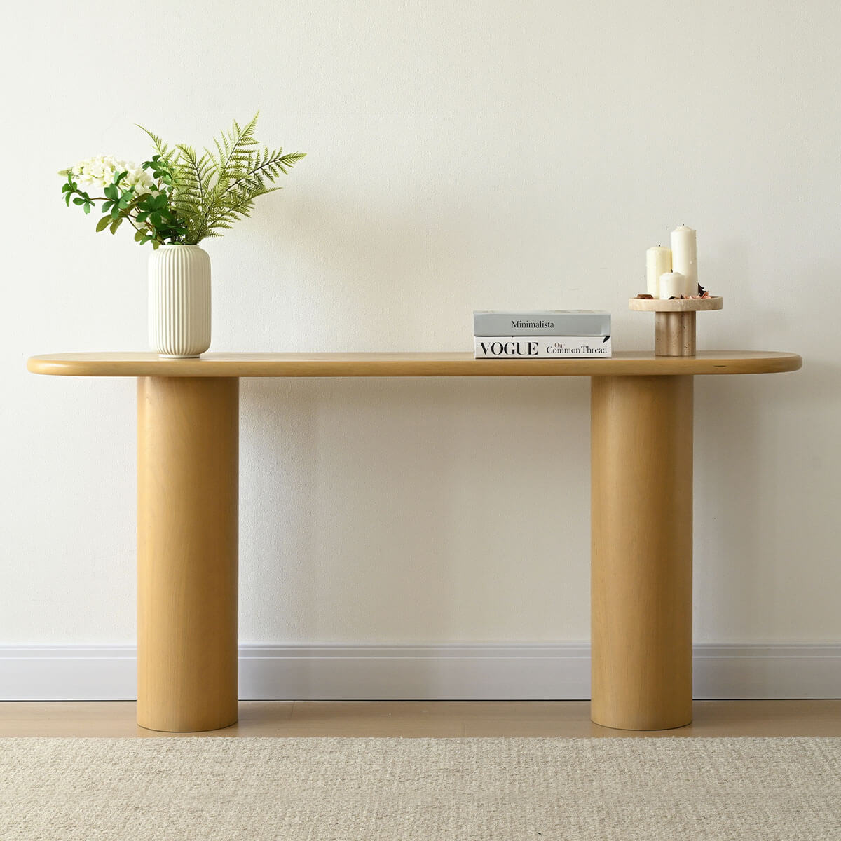 Baguette 60" Modern Oval Solid Wood Console Table