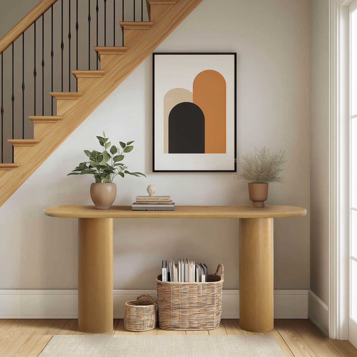 Baguette 60" Modern Oval Solid Wood Console Table