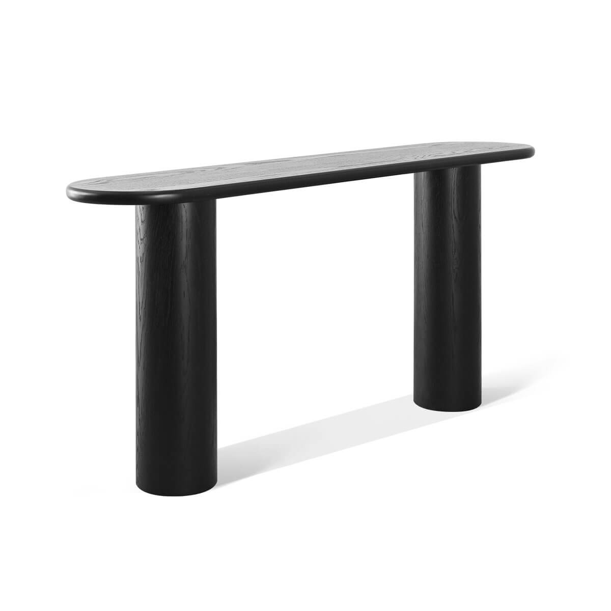 Baguette 70" Oval Black Solid Wood Console Table