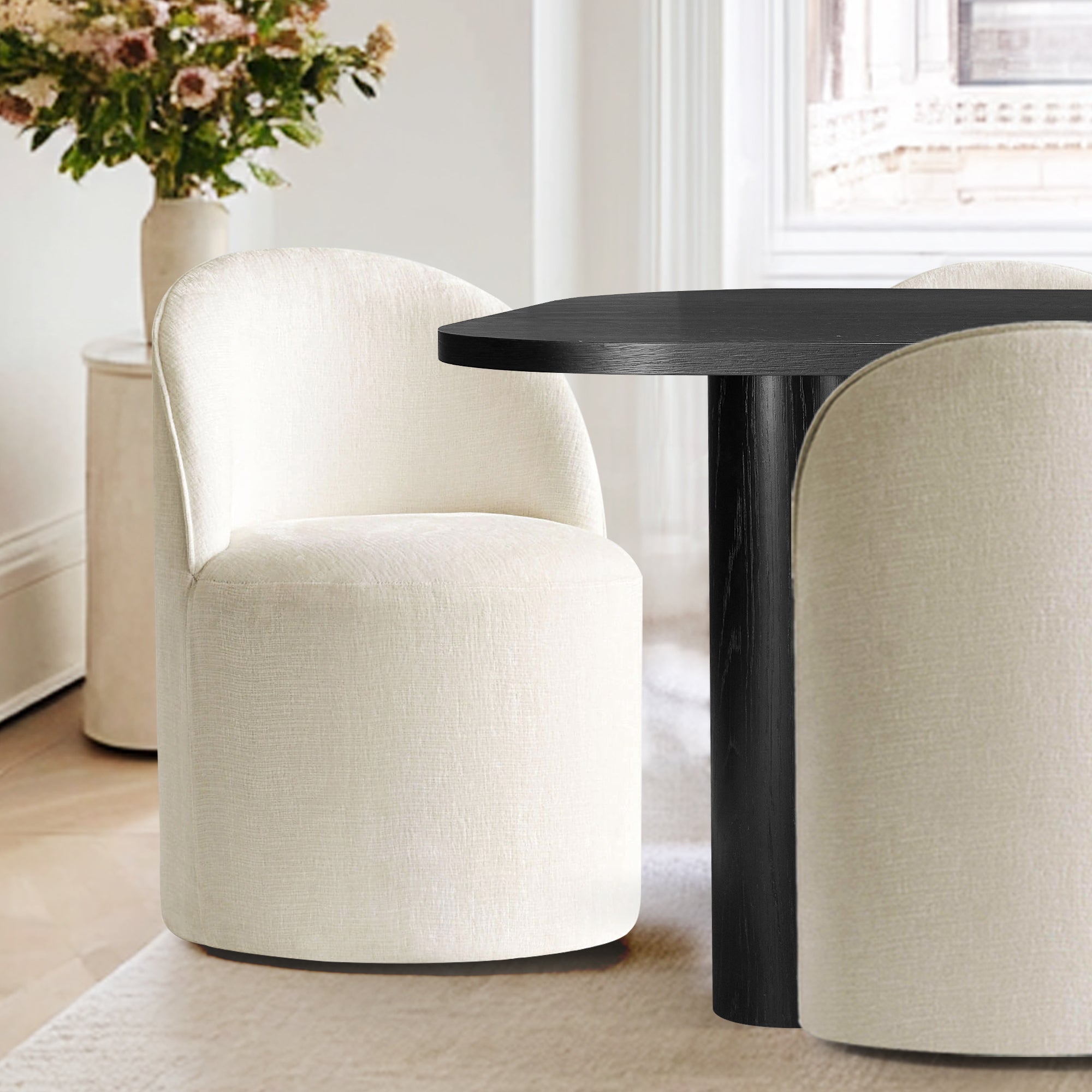 Baguette & Doris 86.5" Black Rectangle Dining Table Set for 8 (9-Piece)