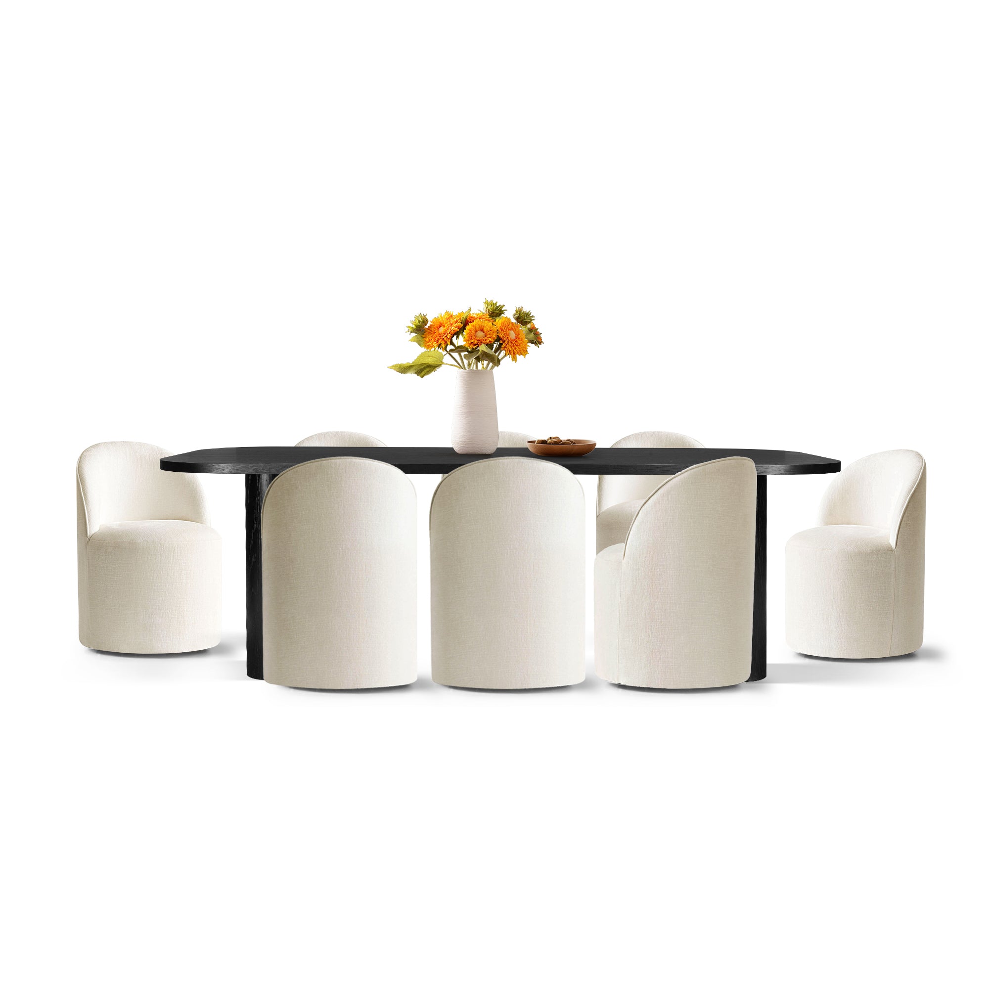 Baguette & Doris 86.5" Black Rectangle Dining Table Set for 8 (9-Piece)