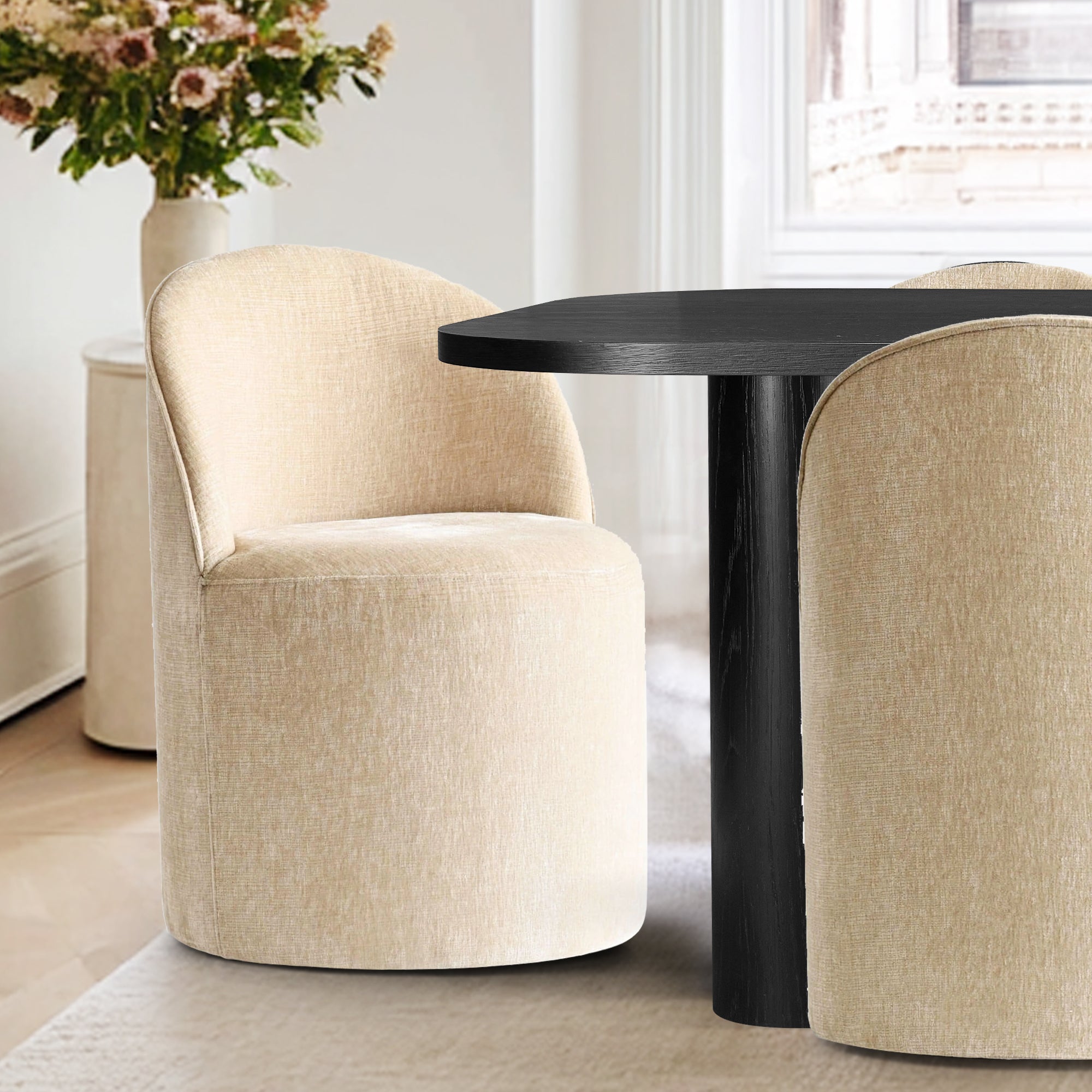 Baguette & Doris 86.5" Black Rectangle Dining Table Set for 8 (9-Piece)