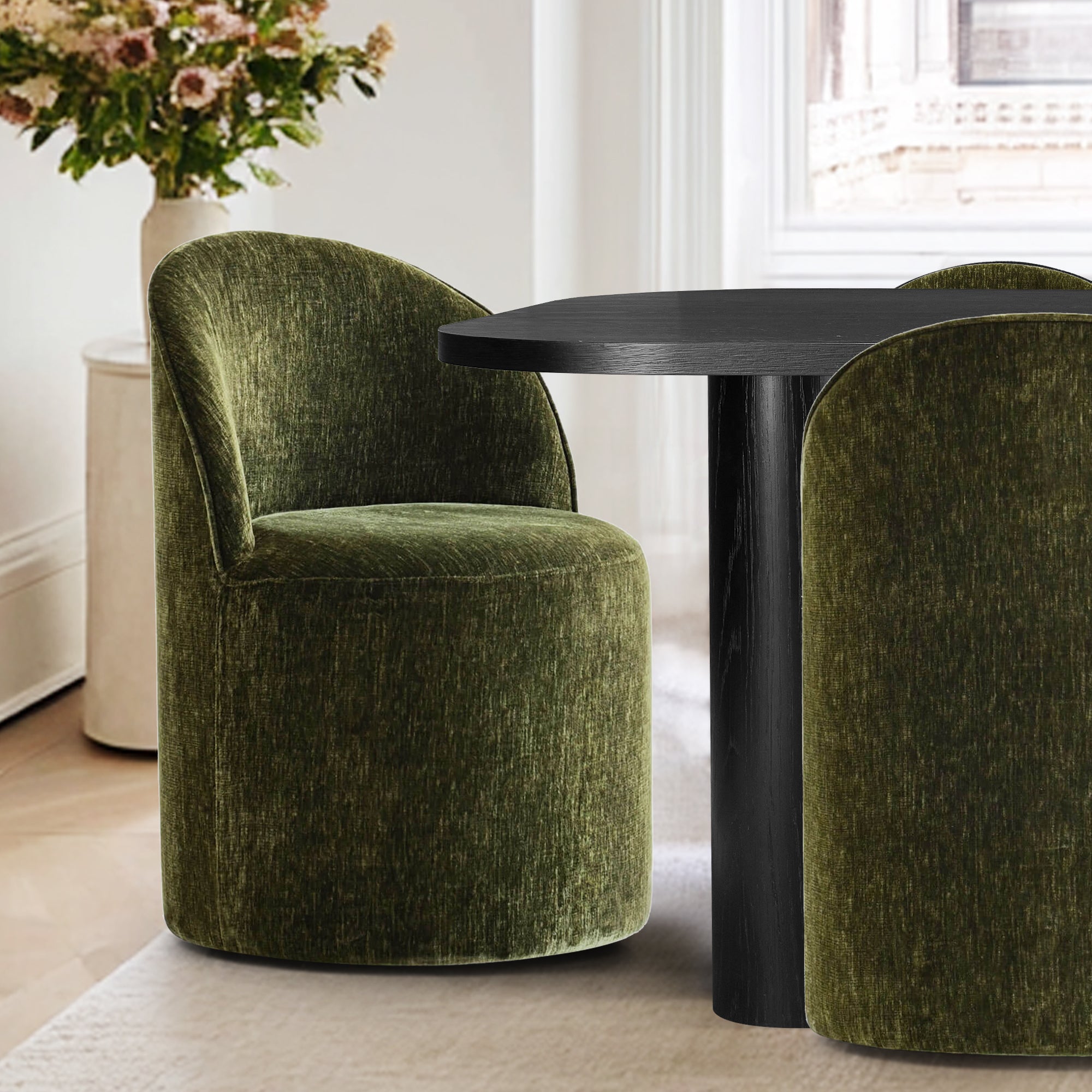 Baguette & Doris 86.5" Black Rectangle Dining Table Set for 8 (9-Piece)