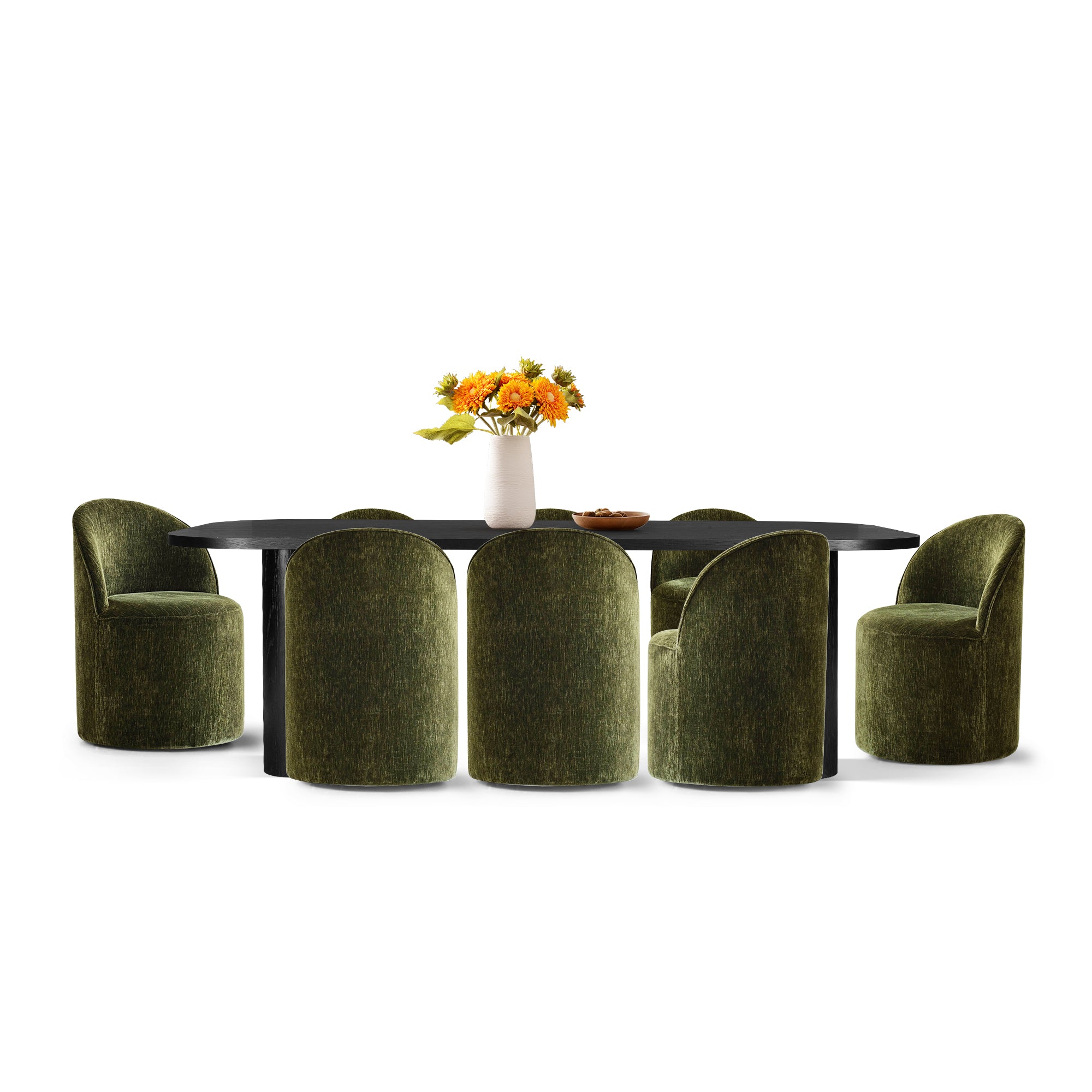 Baguette & Doris 86.5" Black Rectangle Dining Table Set for 8 (9-Piece)