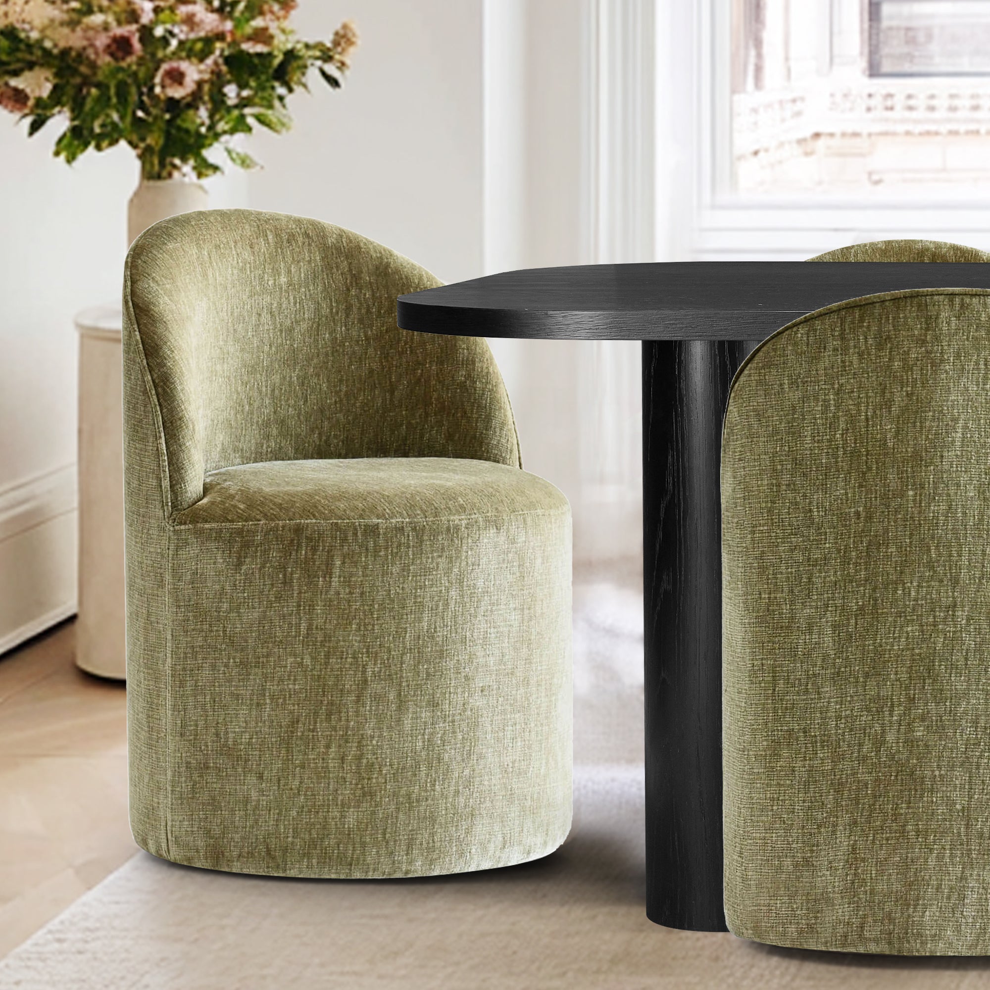 Baguette & Doris 86.5" Black Rectangle Dining Table Set for 8 (9-Piece)