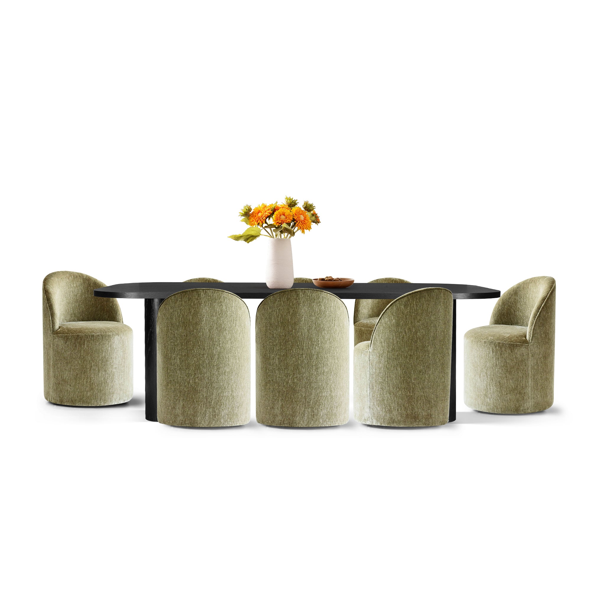 Baguette & Doris 86.5" Black Rectangle Dining Table Set for 8 (9-Piece)