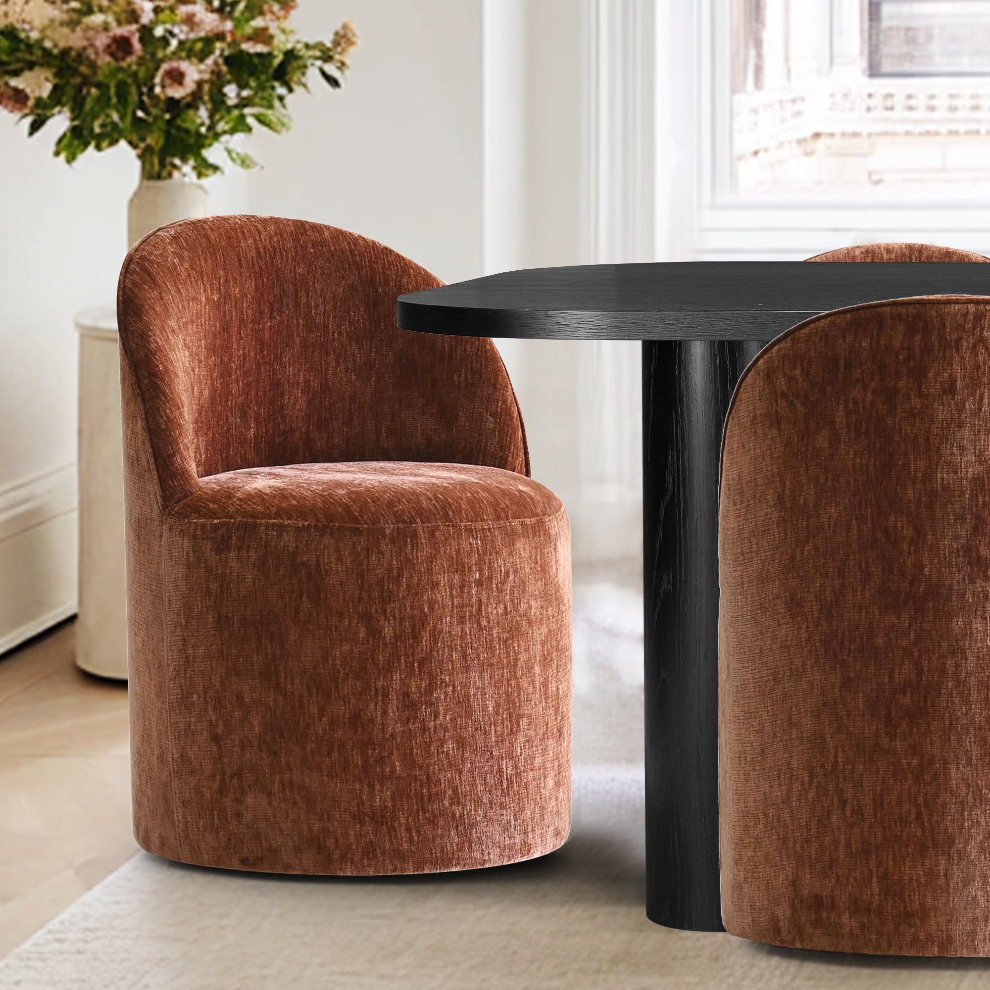 Baguette & Doris 86.5" Black Rectangle Dining Table Set for 8 (9-Piece)