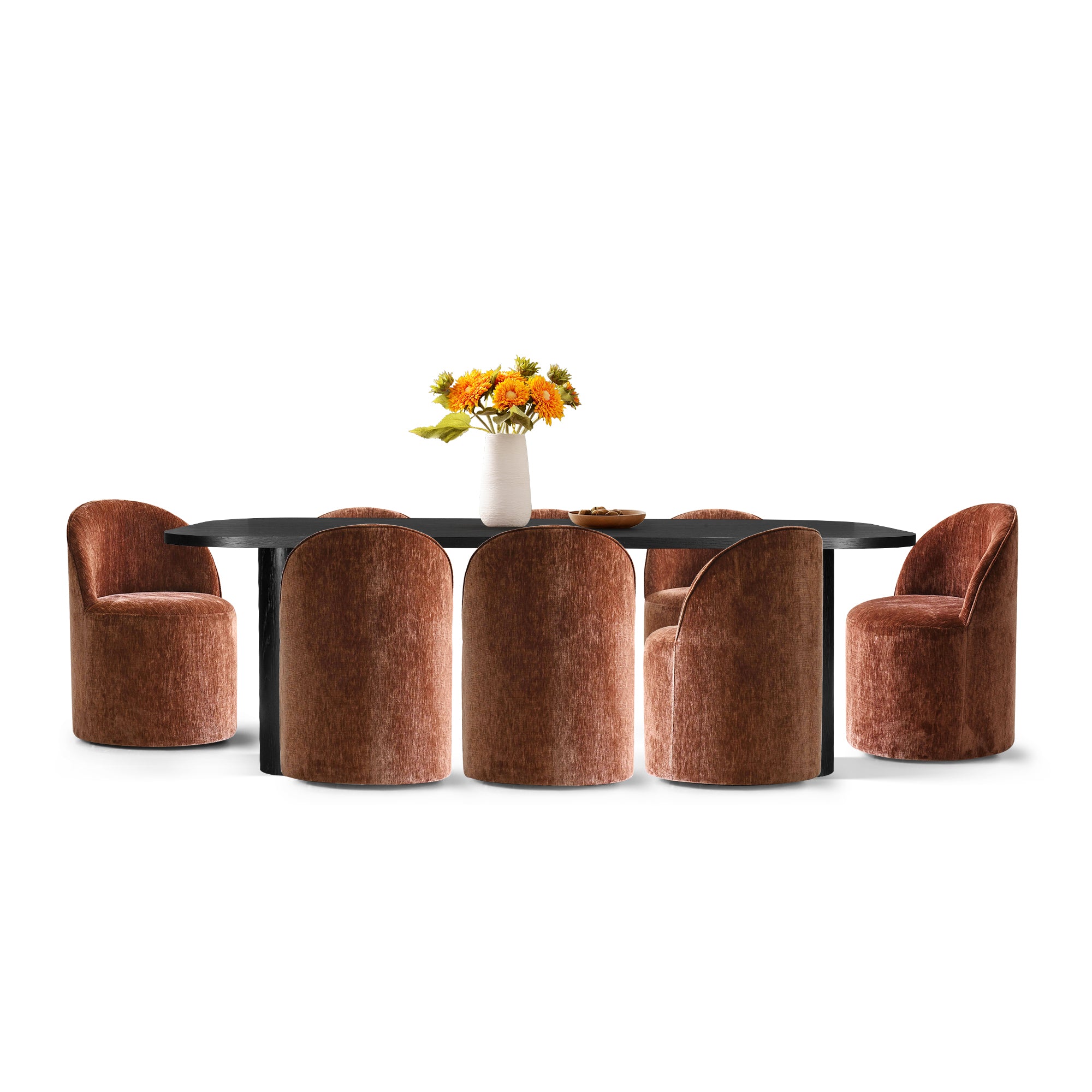 Baguette & Doris 86.5" Black Rectangle Dining Table Set for 8 (9-Piece)