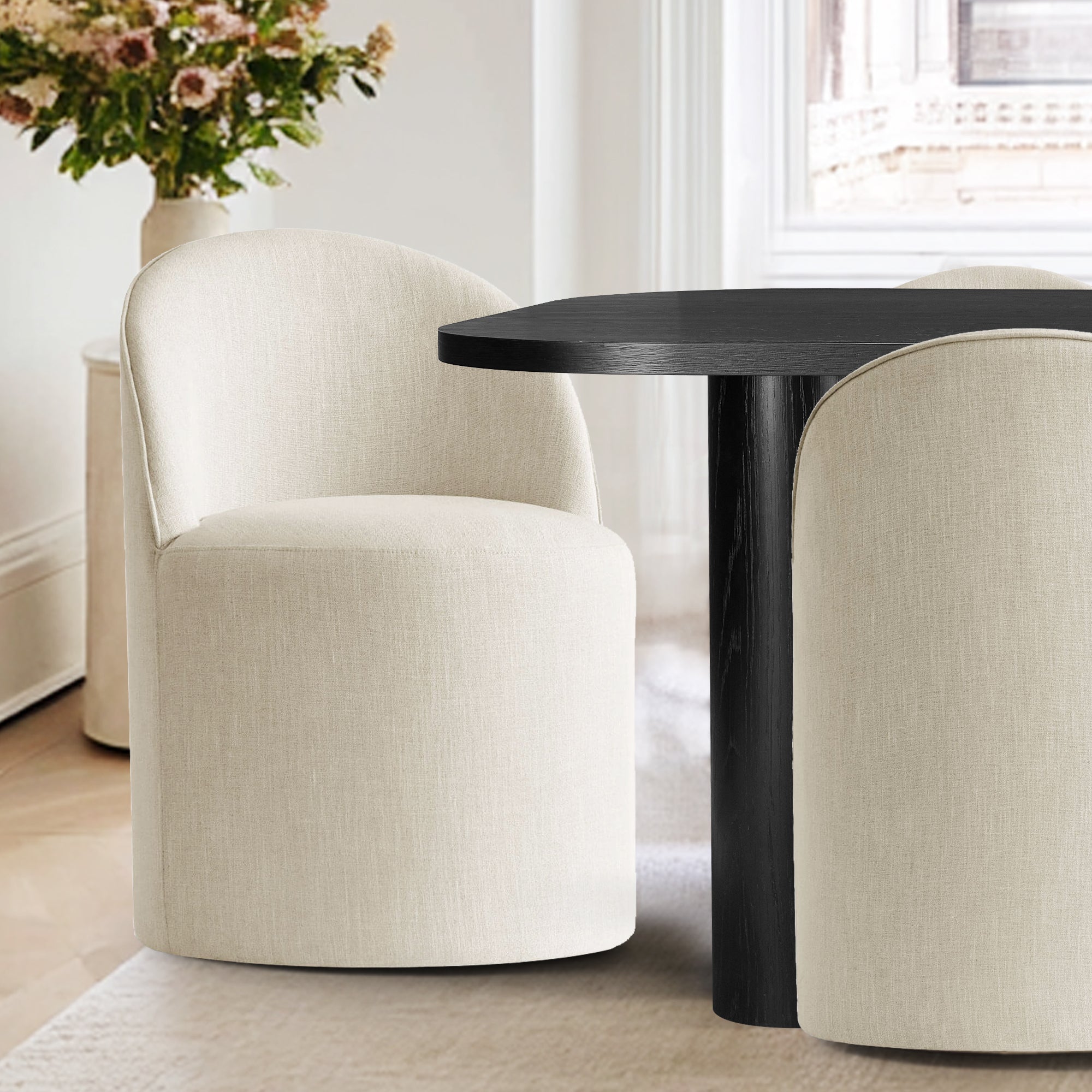 Baguette & Doris 86.5" Black Rectangle Dining Table Set for 8 (9-Piece)