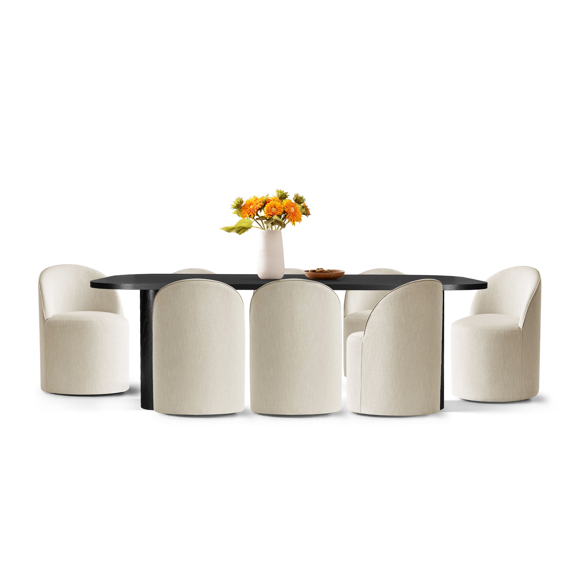 Baguette & Doris 86.5" Black Rectangle Dining Table Set for 8 (9-Piece)