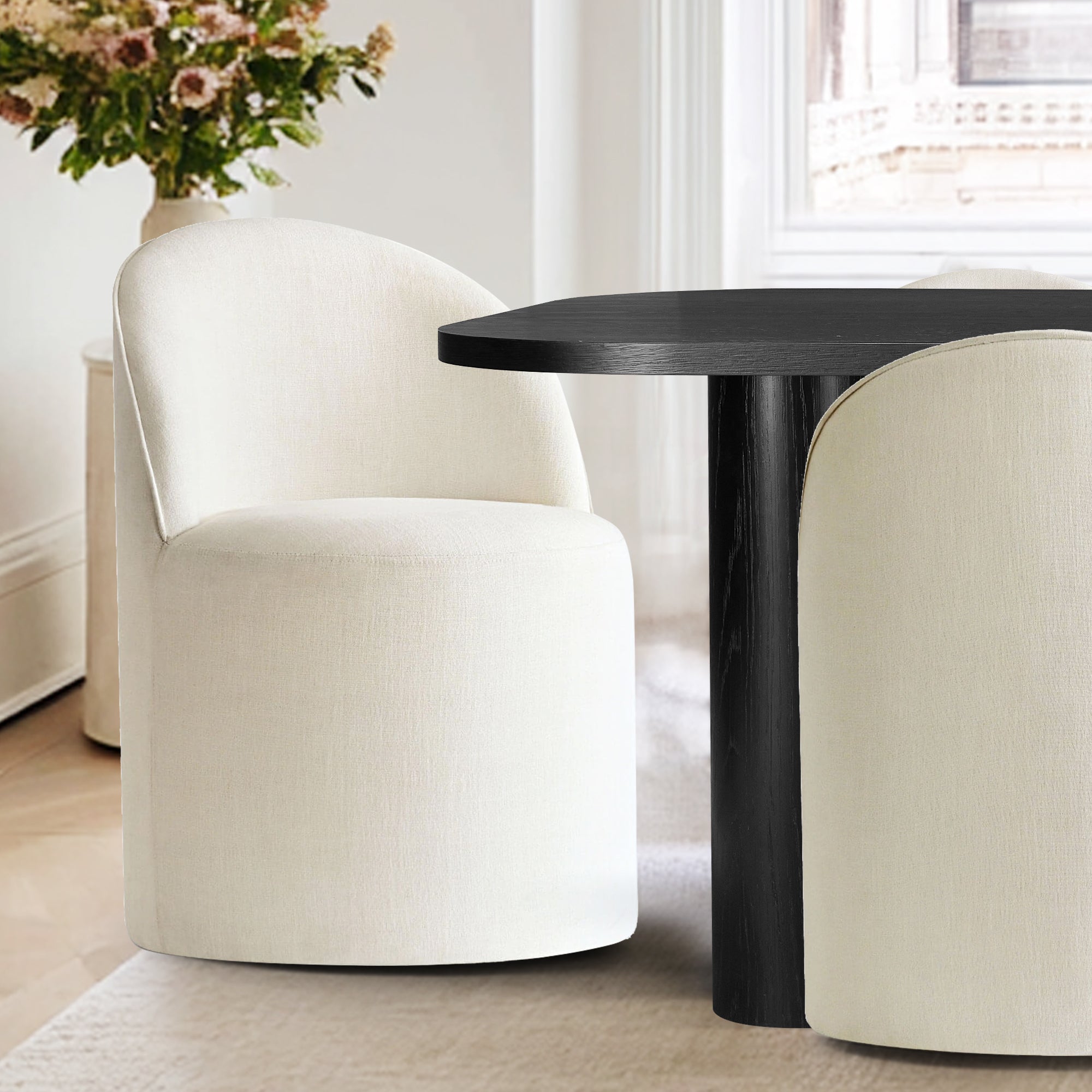 Baguette & Doris 86.5" Black Rectangle Dining Table Set for 8 (9-Piece)
