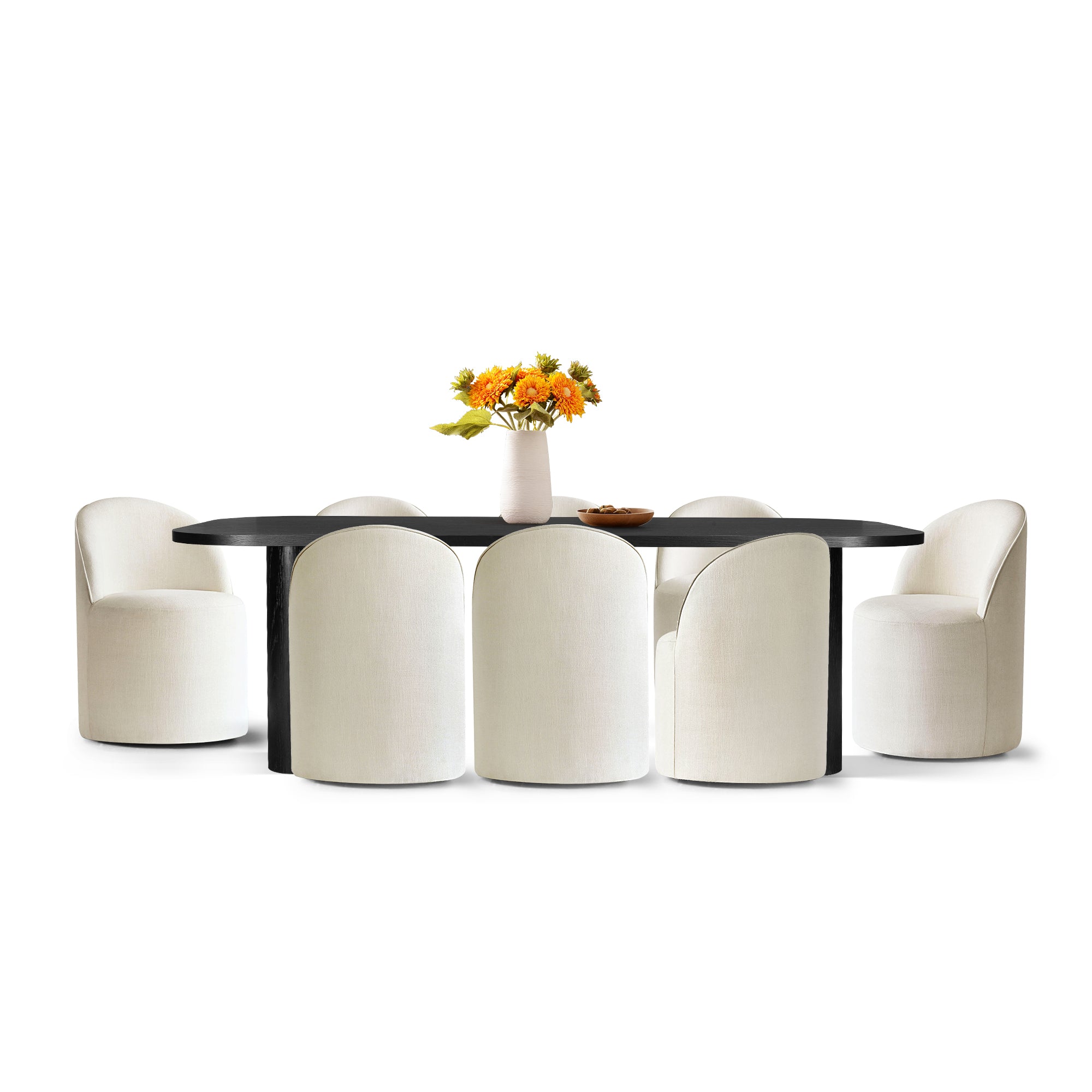 Baguette & Doris 86.5" Black Rectangle Dining Table Set for 8 (9-Piece)
