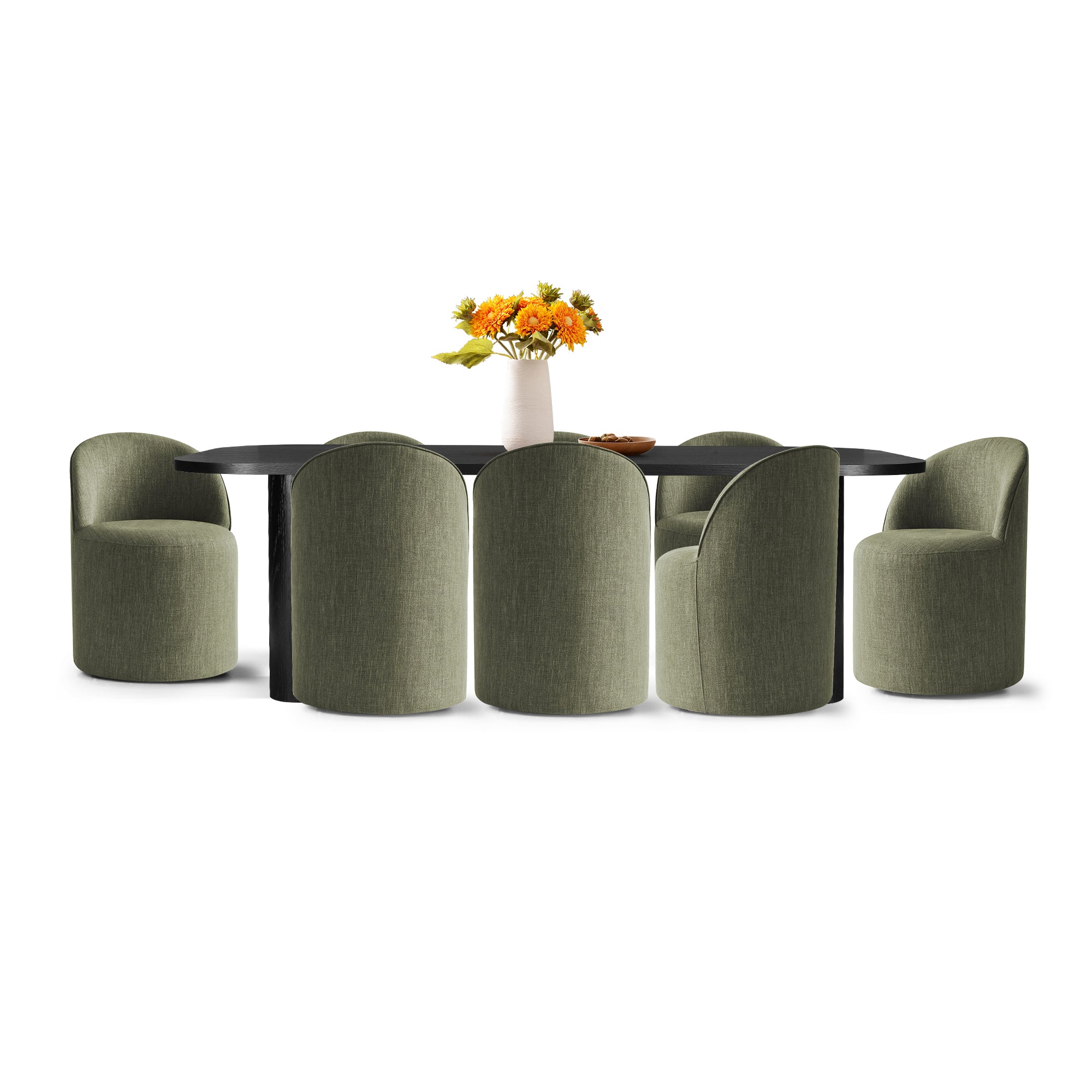 Baguette & Doris 86.5" Black Rectangle Dining Table Set for 8 (9-Piece)