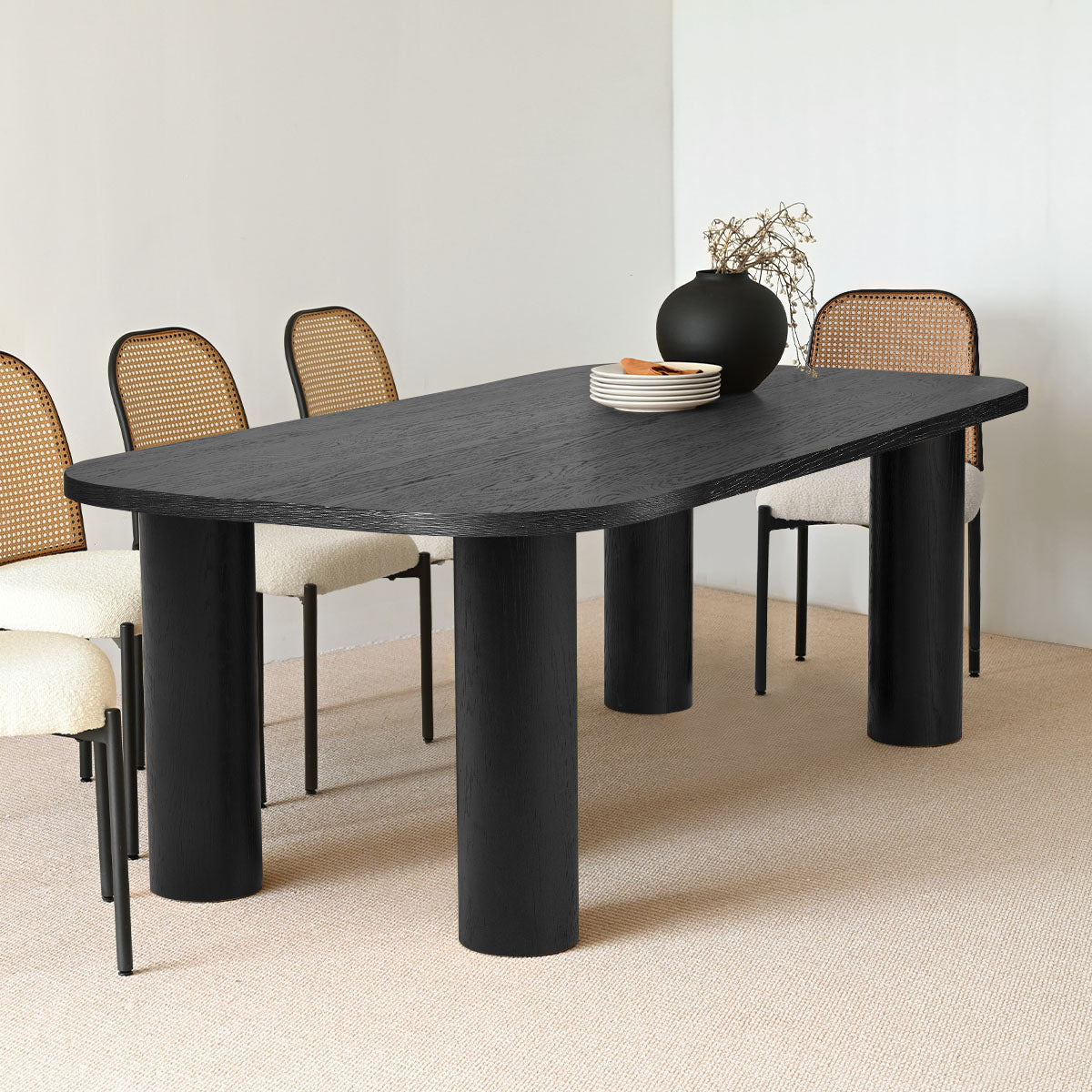 Baguette 86.5" Modern Rectangle Oak Large Dining Table