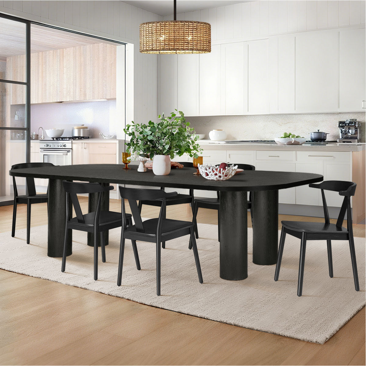 Baguette 86.5" Modern Rectangle Oak Large Dining Table