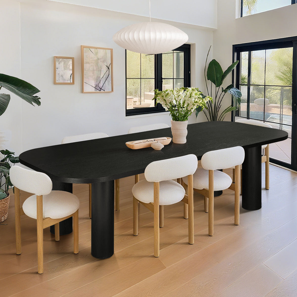 Baguette 86.5" Modern Rectangle Oak Large Dining Table