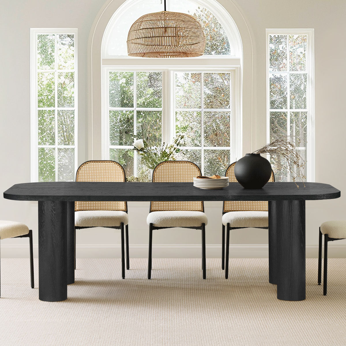 Baguette 86.5" Modern Rectangle Oak Large Dining Table