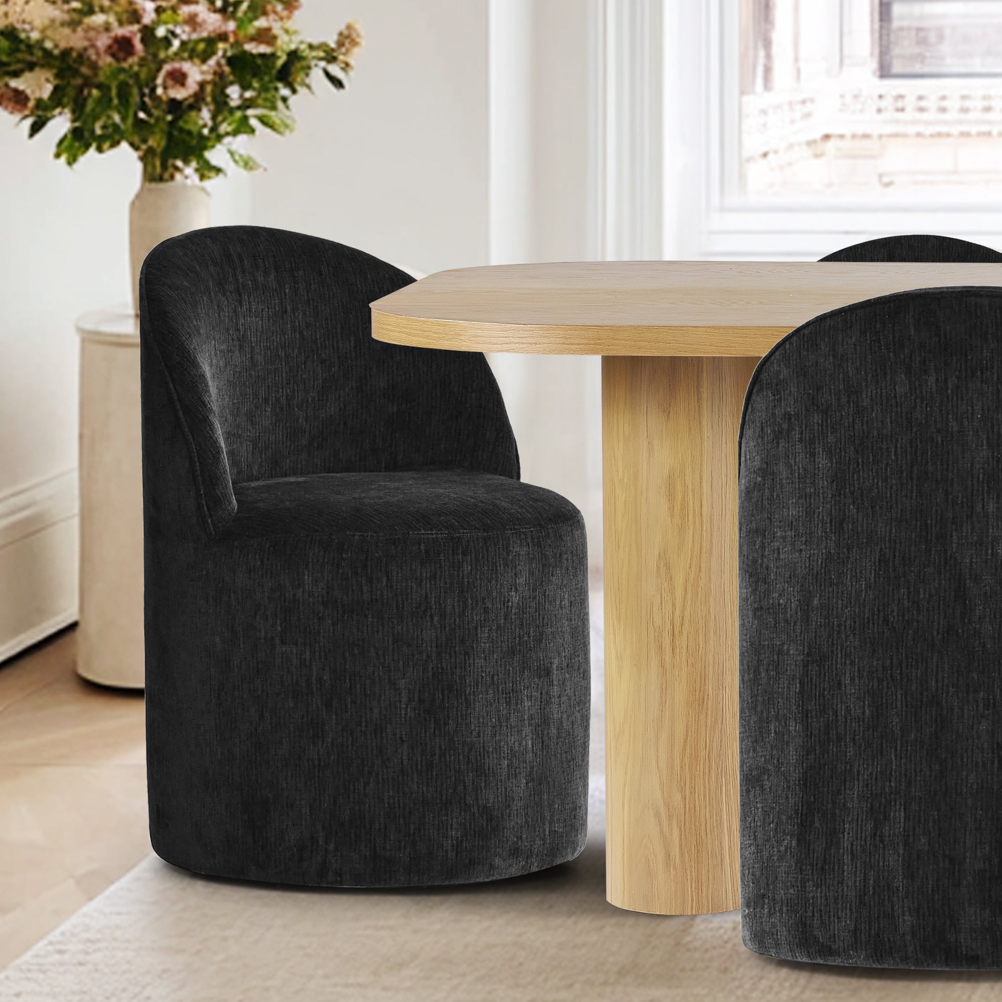 Baguette & Doris 86.5" Natural Rectangle Dining Table Set for 8 (9-Piece)