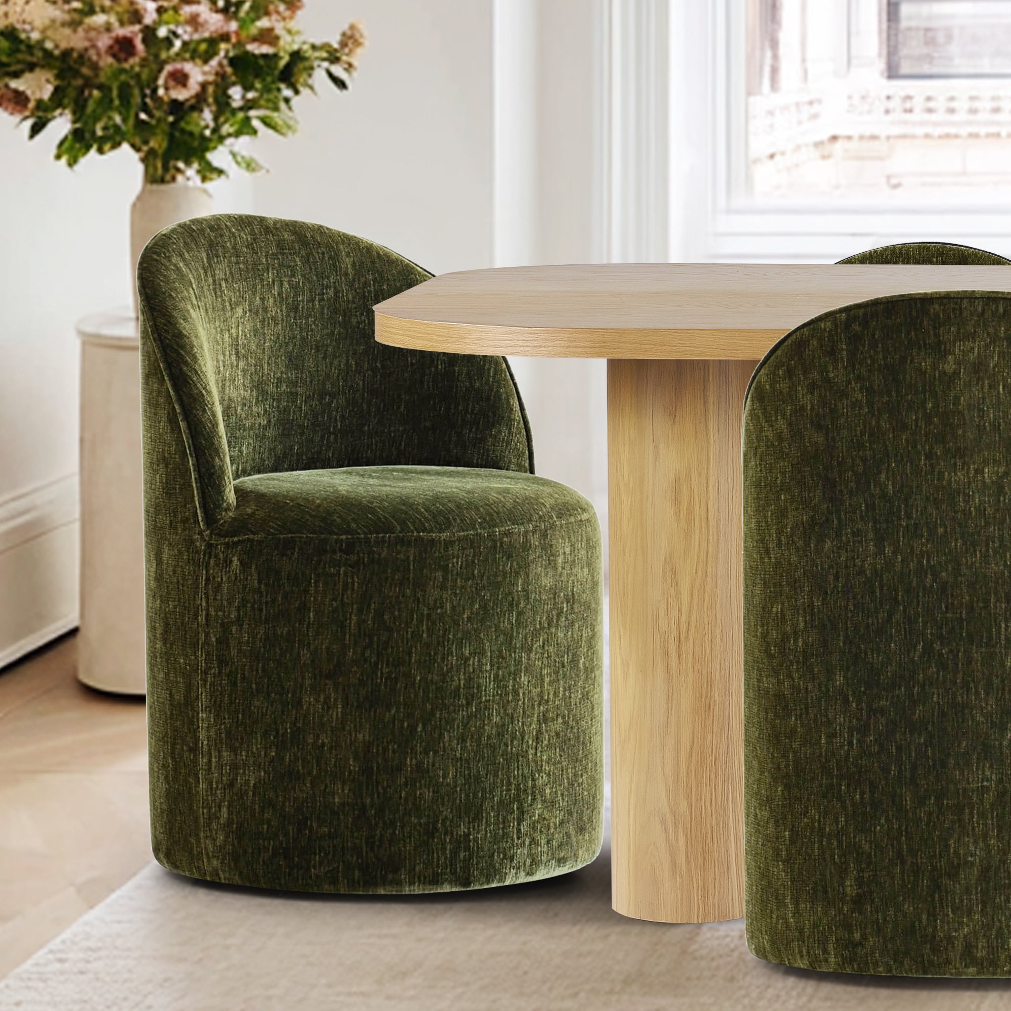 Baguette & Doris 86.5" Natural Rectangle Dining Table Set for 8 (9-Piece)