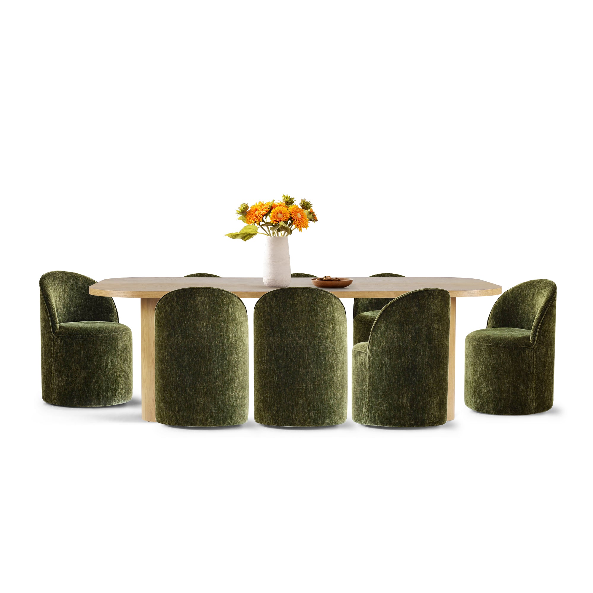 Baguette & Doris 86.5" Natural Rectangle Dining Table Set for 8 (9-Piece)