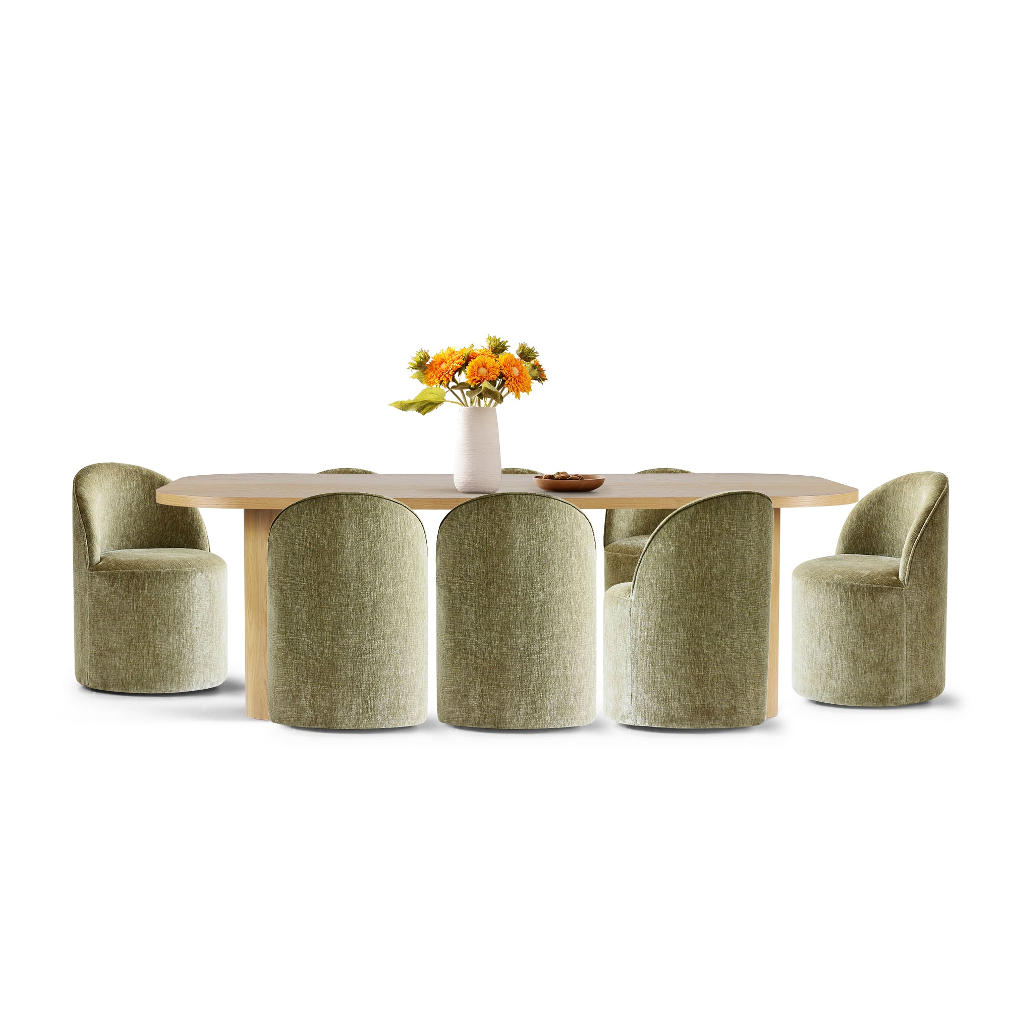 Baguette & Doris 86.5" Natural Rectangle Dining Table Set for 8 (9-Piece)