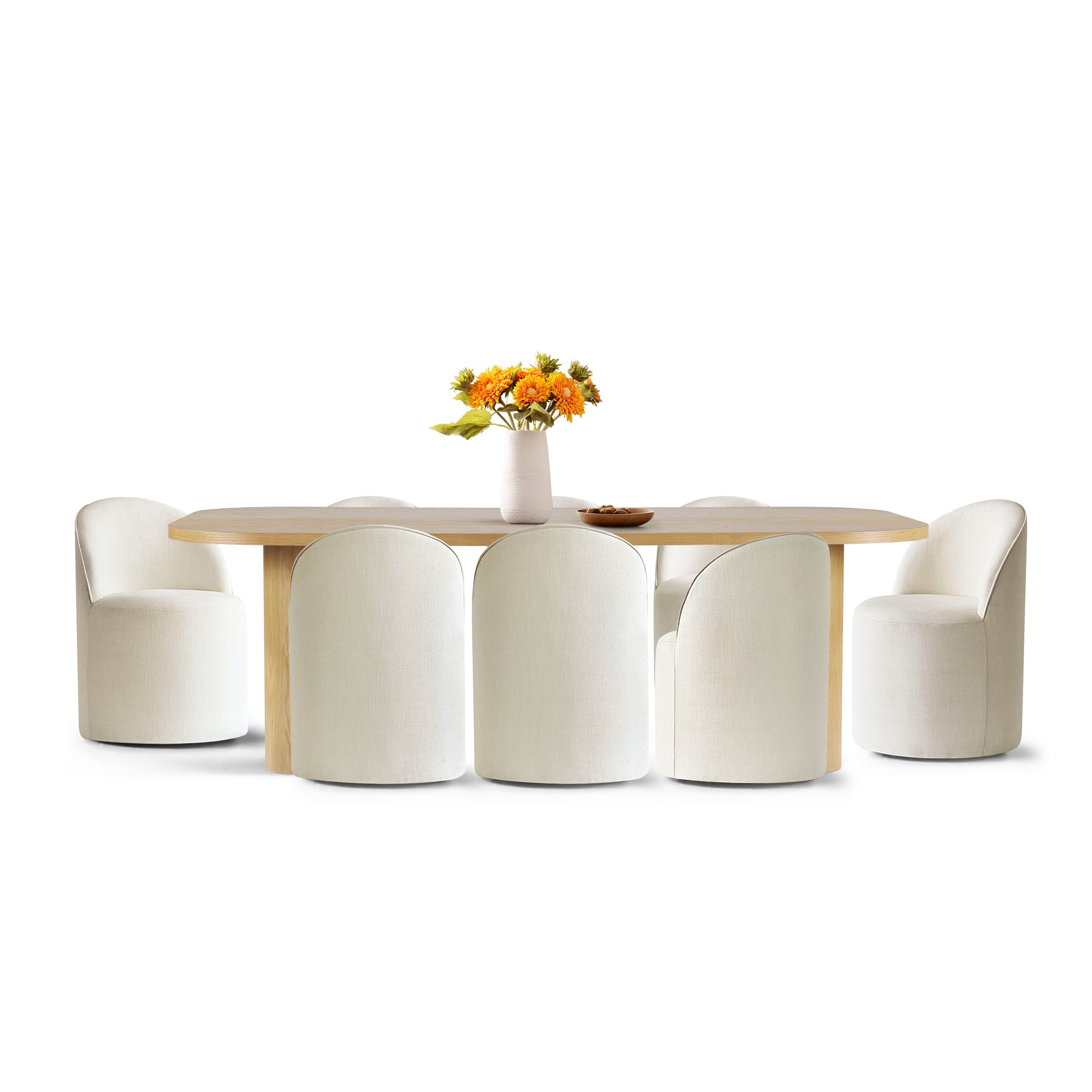 Baguette & Doris 86.5" Natural Rectangle Dining Table Set for 8 (9-Piece)