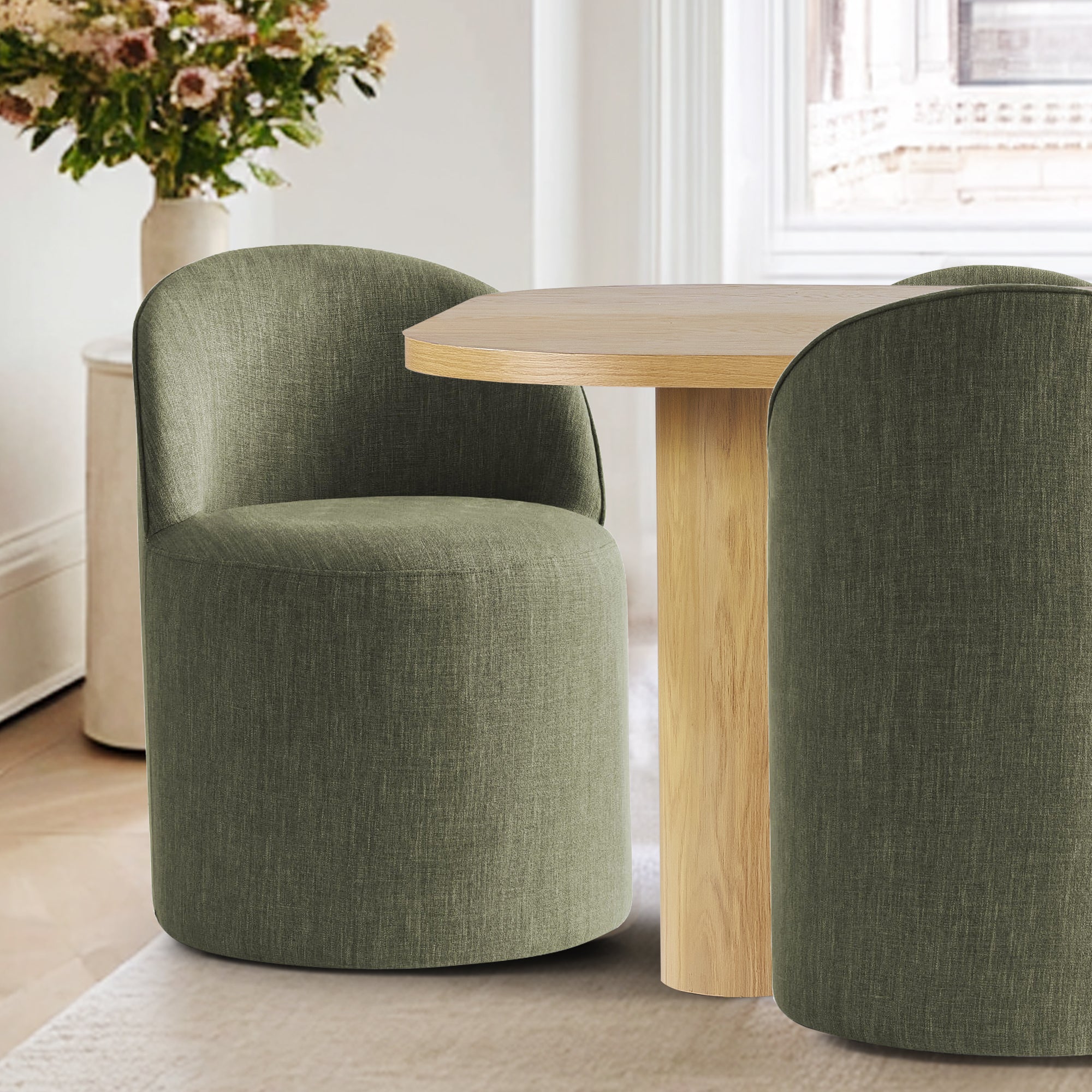 Baguette & Doris 86.5" Natural Rectangle Dining Table Set for 8 (9-Piece)