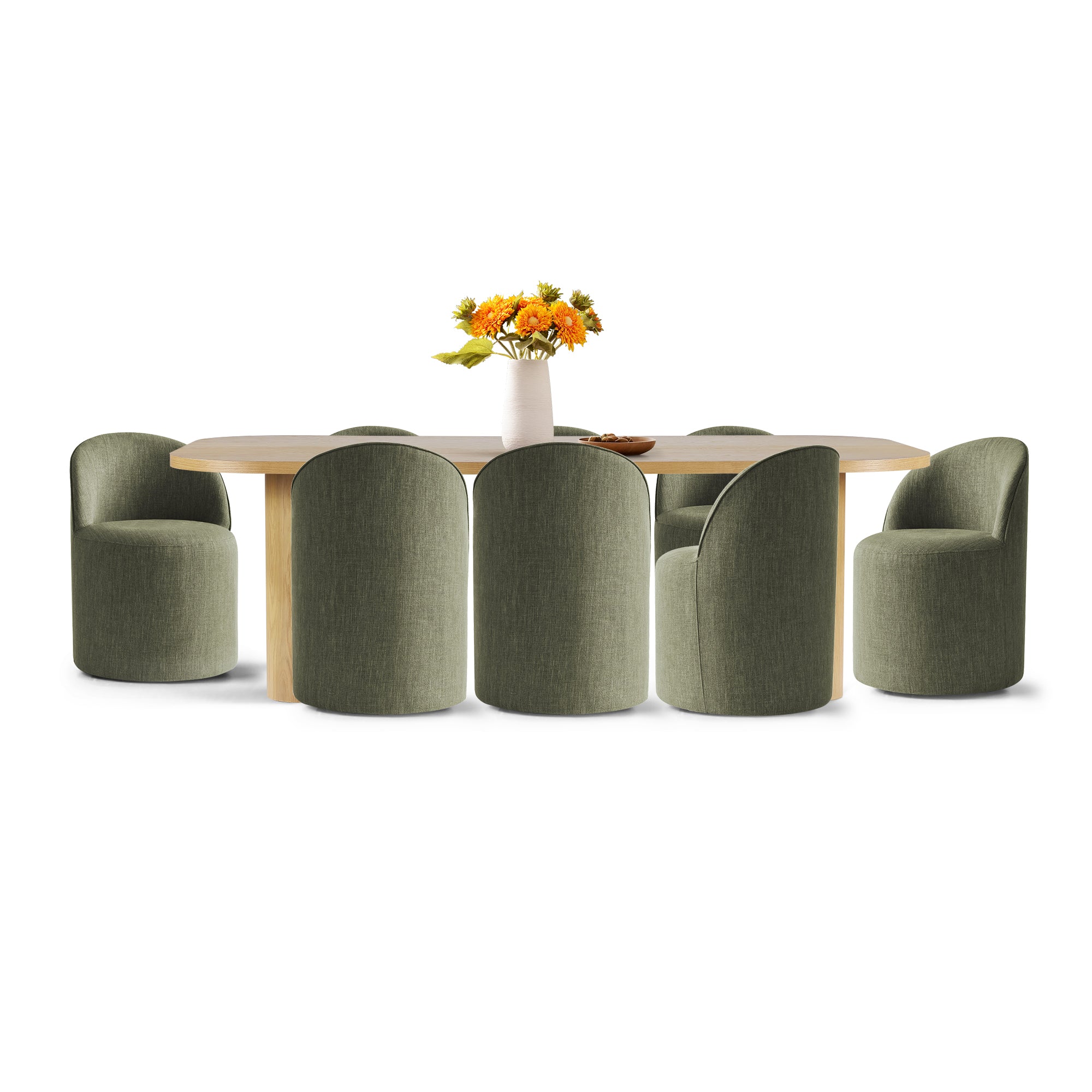 Baguette & Doris 86.5" Natural Rectangle Dining Table Set for 8 (9-Piece)