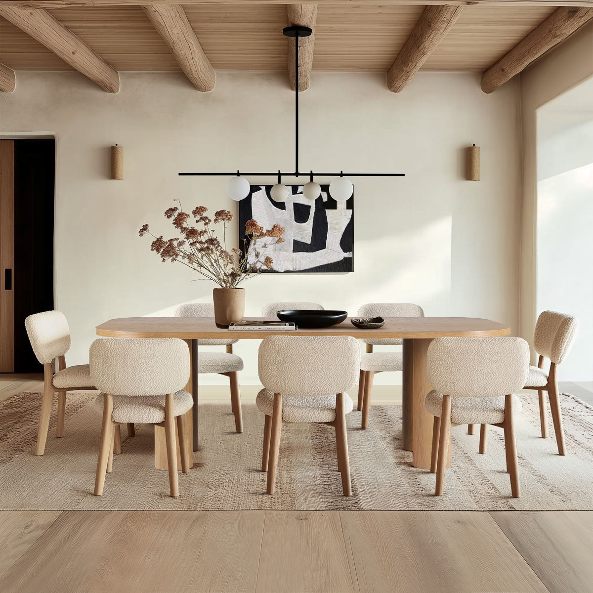 Baguette 86.5" Modern Rectangle Oak Large Dining Table