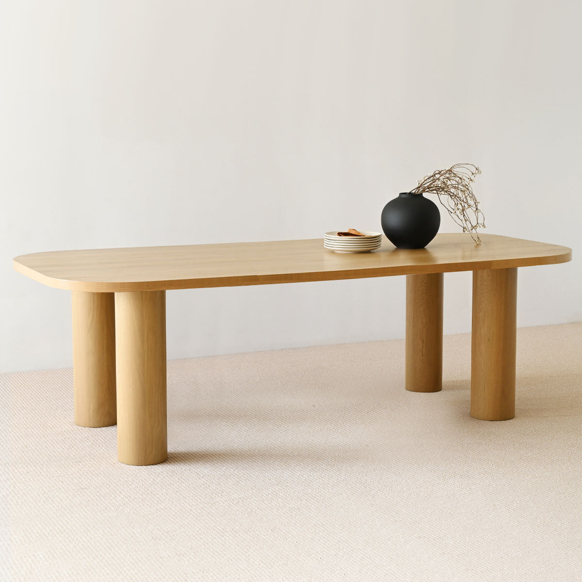 Baguette 86.5" Modern Rectangle Oak Large Dining Table