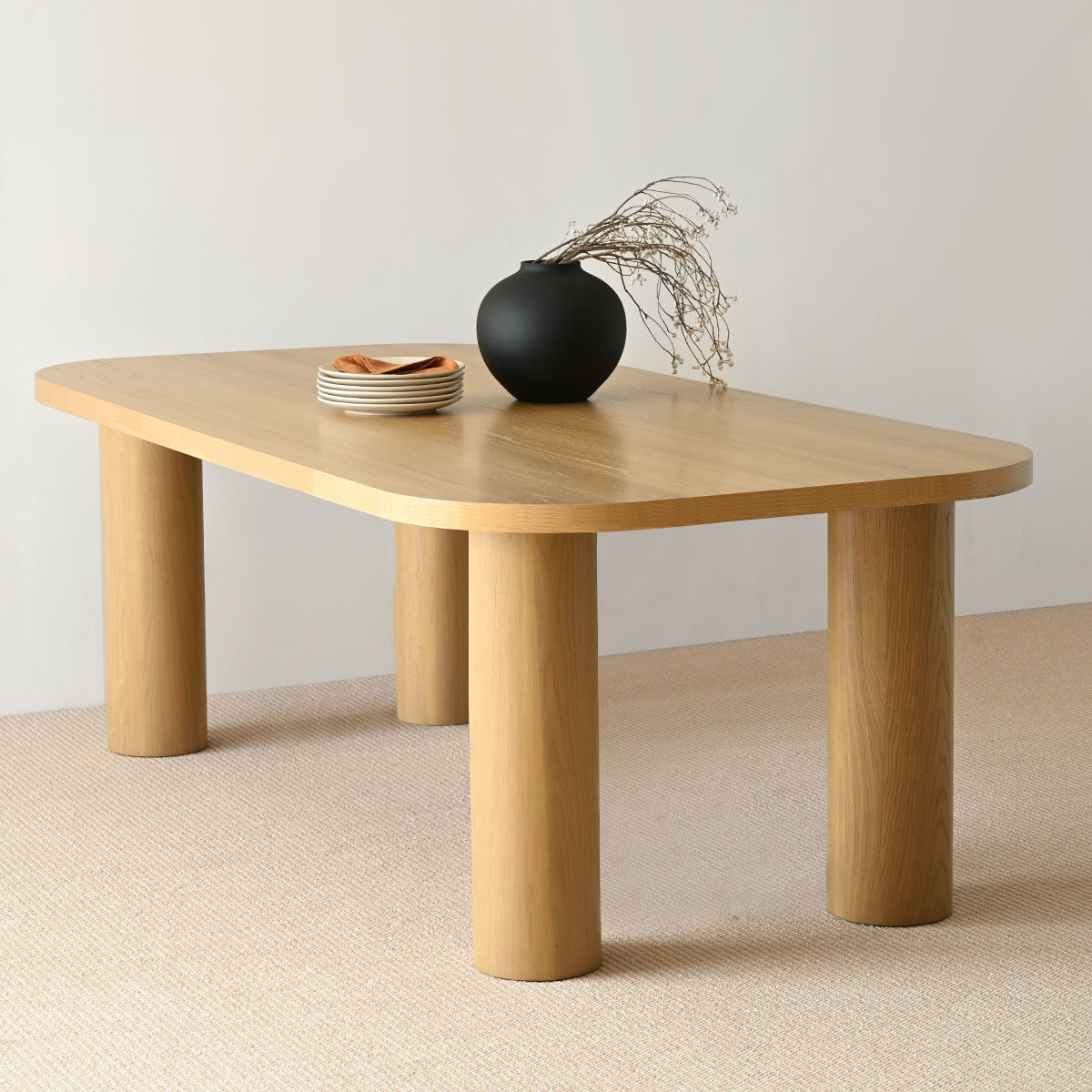 Baguette 86.5" Modern Rectangle Oak Large Dining Table