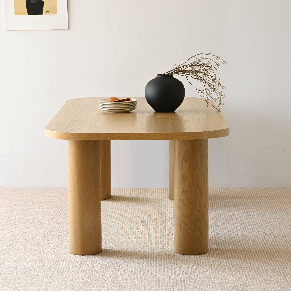 Baguette 86.5" Modern Rectangle Oak Large Dining Table