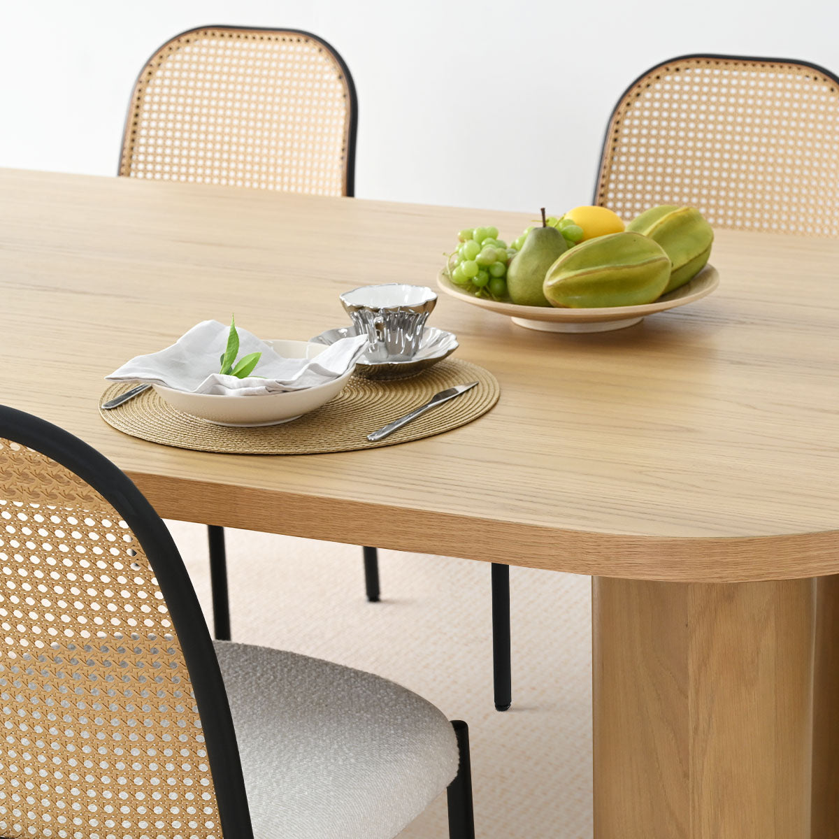 Baguette 86.5" Modern Rectangle Oak Large Dining Table