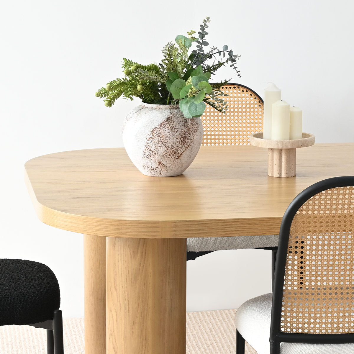 Baguette 86.5" Modern Rectangle Oak Large Dining Table