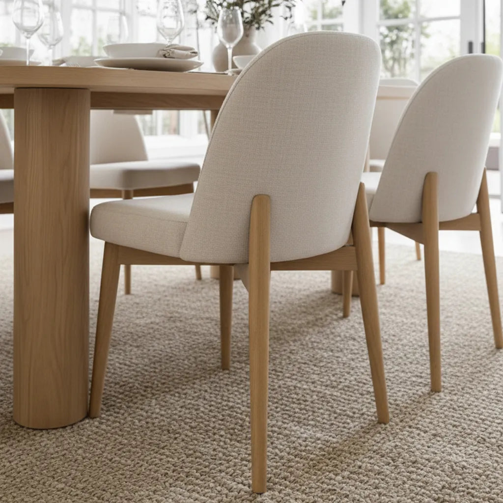 Baguette & Havana 86.5″ Rectangular Solid Oak Dining Table Set for 8 (9-Piece)