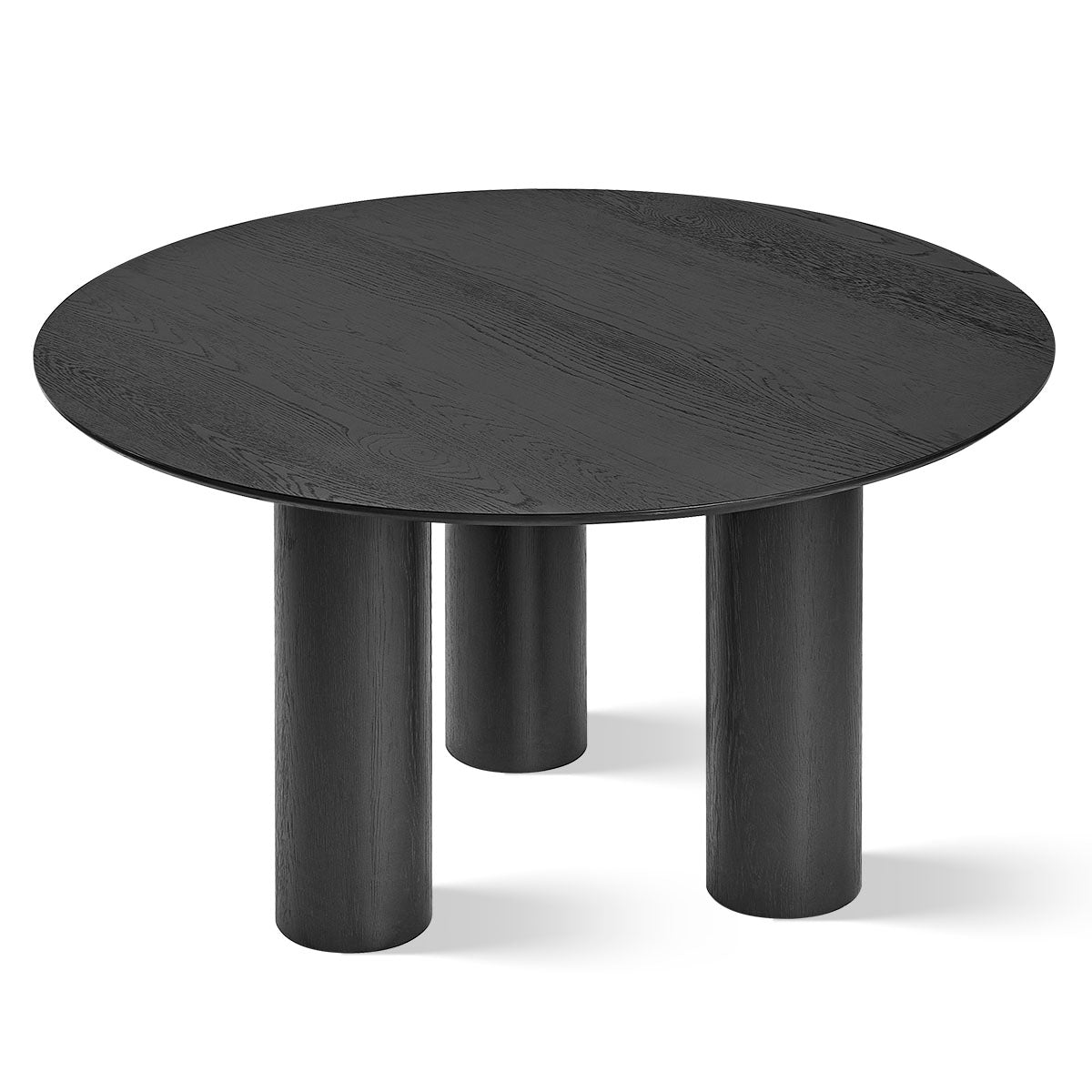 Baguette 52" Modern Oak Wood 3-Leg Round Dining Table