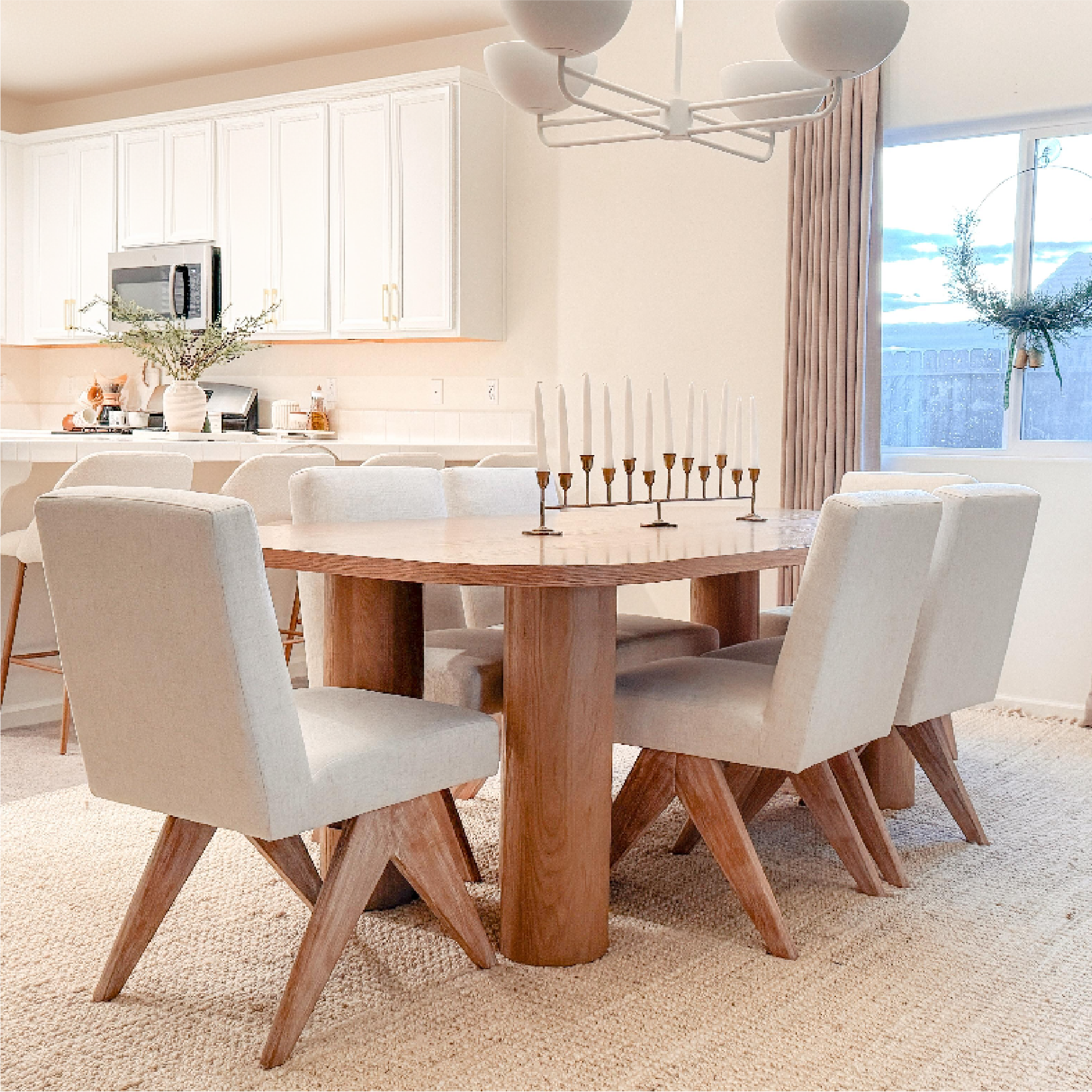 Baguette 86.5" Modern Rectangle Oak Large Dining Table