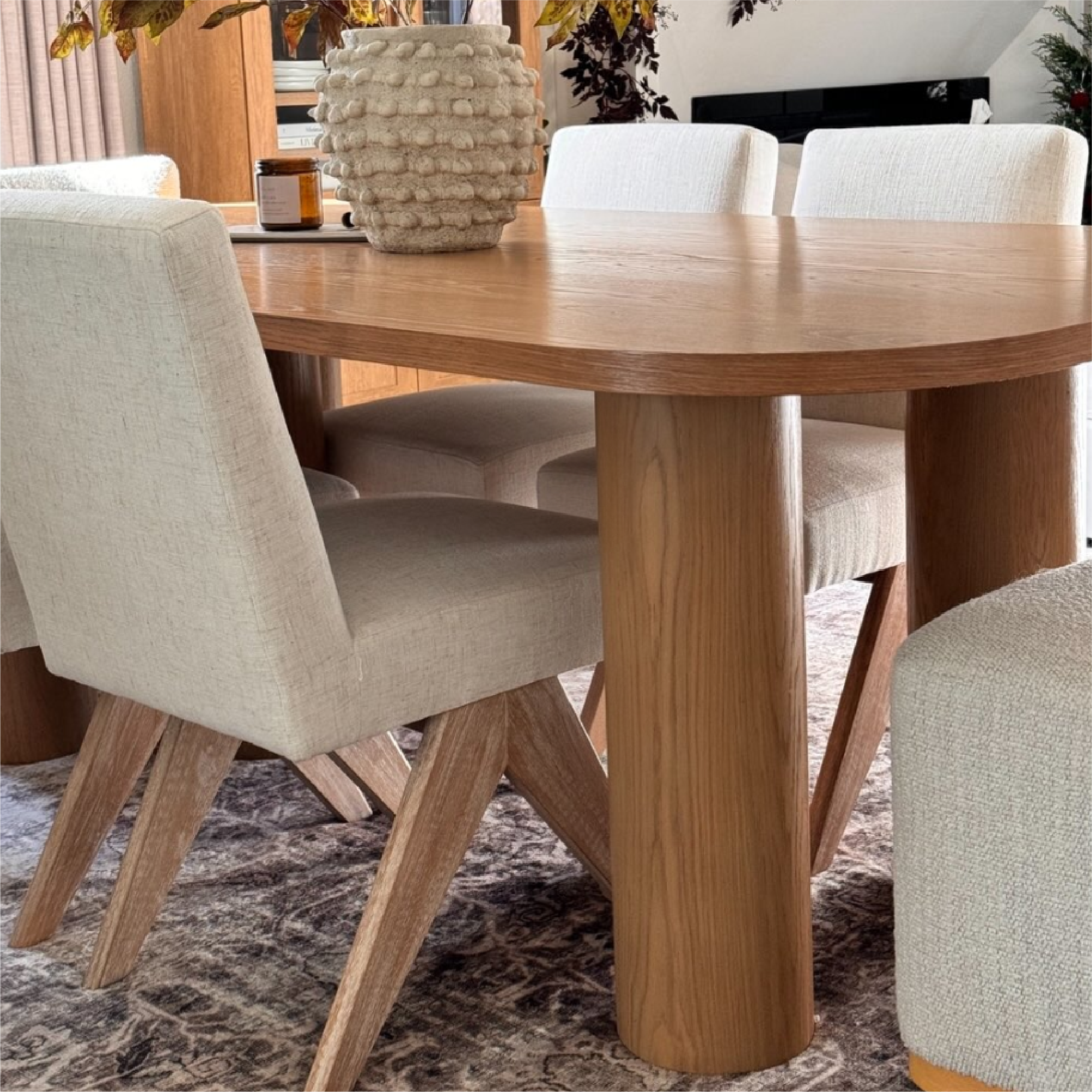 Baguette 86.5" Modern Rectangle Oak Large Dining Table