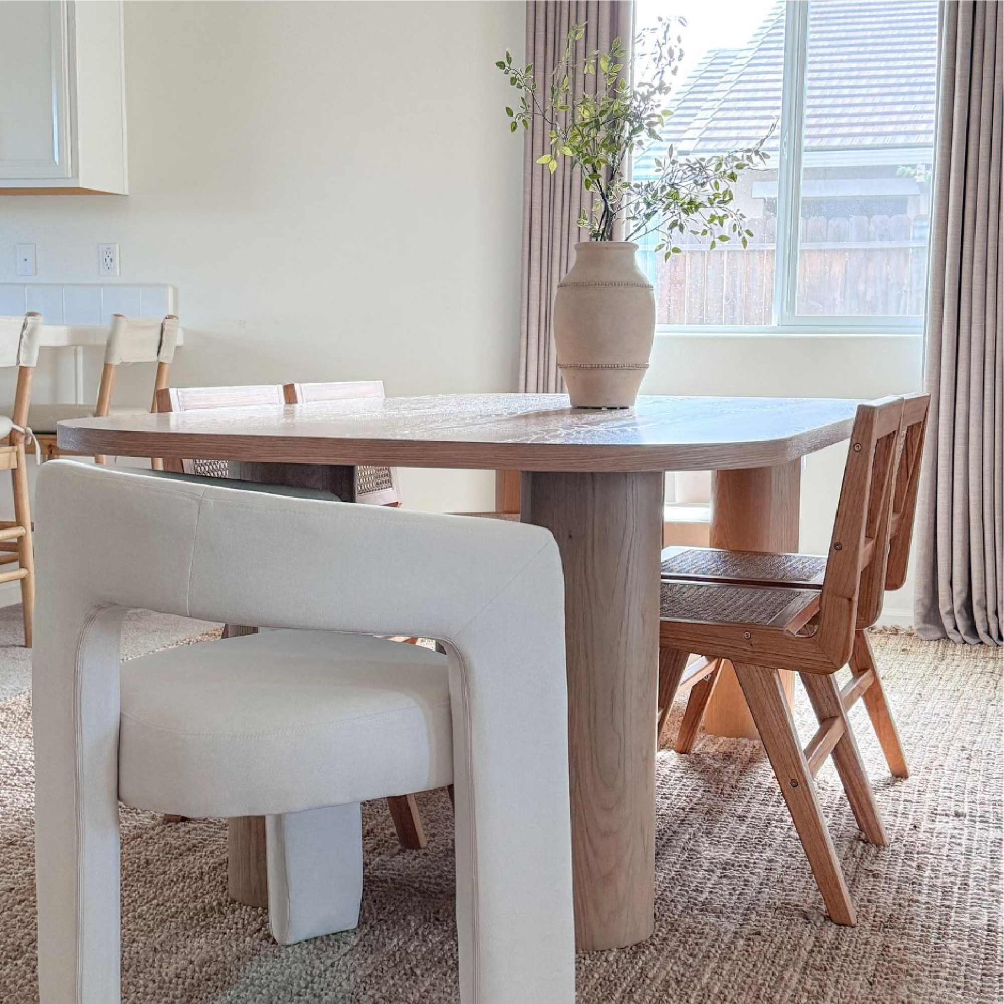 Baguette 86.5" Modern Rectangle Oak Large Dining Table