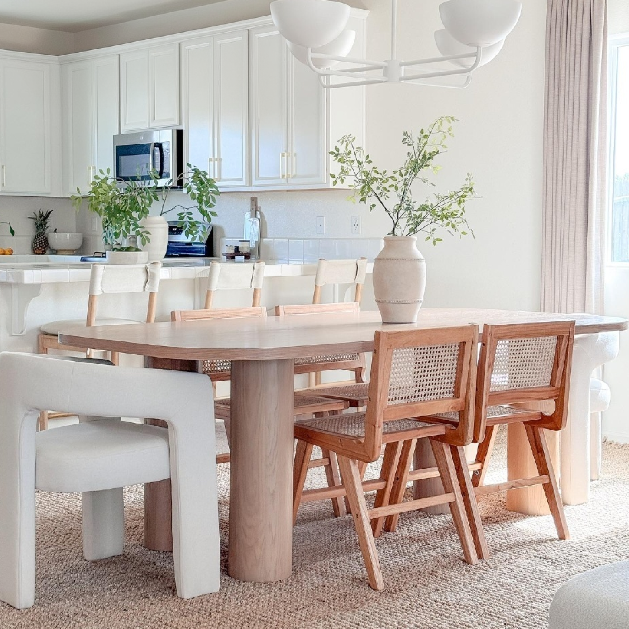Baguette 86.5" Modern Rectangle Oak Large Dining Table