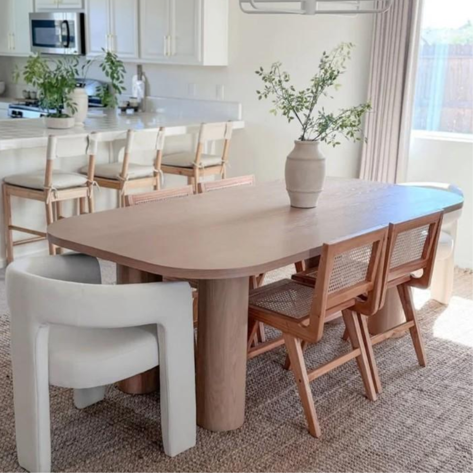 Baguette 86.5" Modern Rectangle Oak Large Dining Table