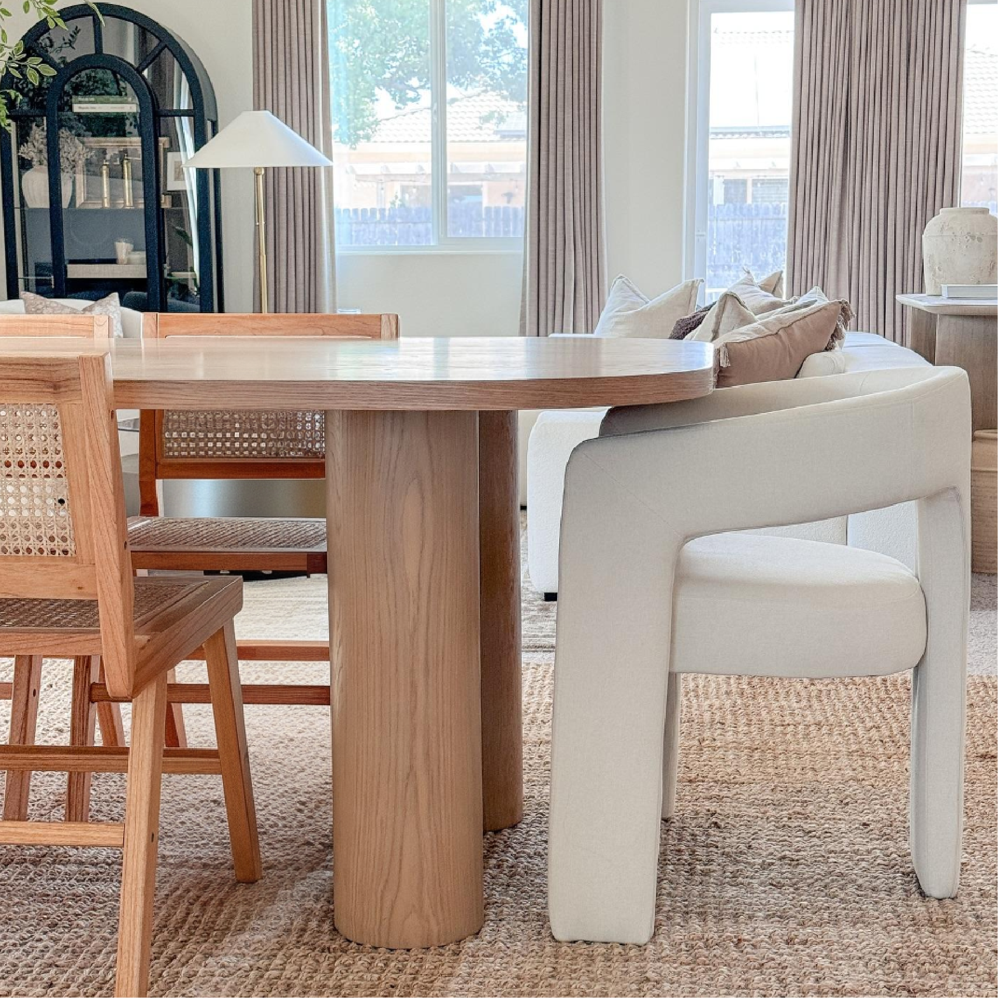 Baguette 86.5" Modern Rectangle Oak Large Dining Table