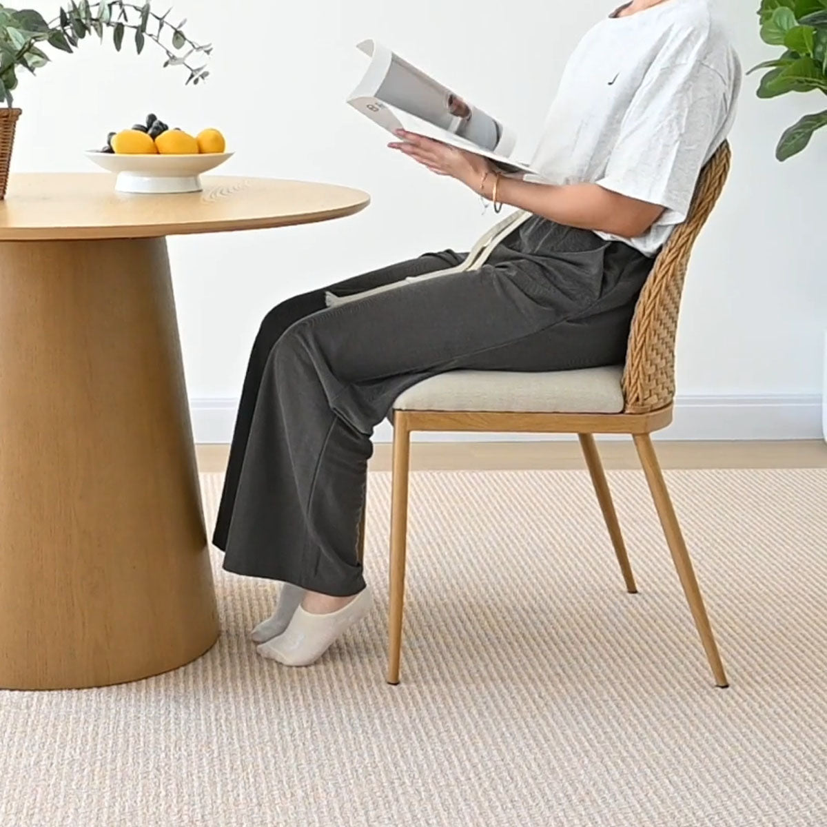 Barcelona Beige Rattan Upholstered Dining Chair (Set of 4)