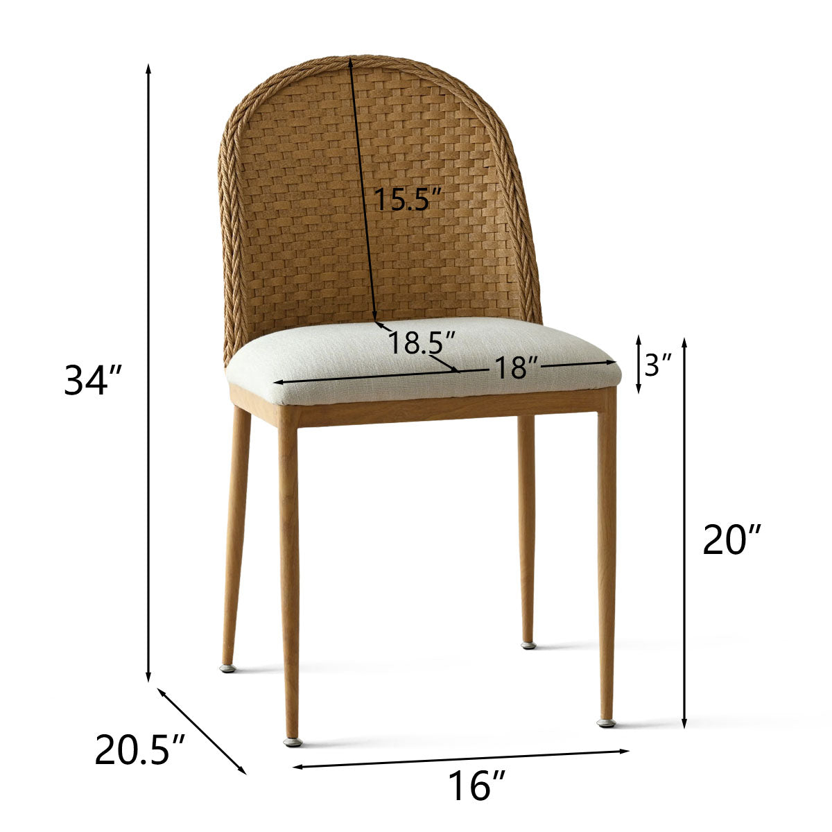 Barcelona Beige Rattan Upholstered Dining Chair (Set of 4)