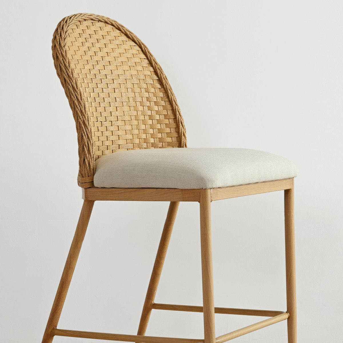 Barcelona 25.5" Beige Rattan Upholstered Counter Stool (Set of 4)