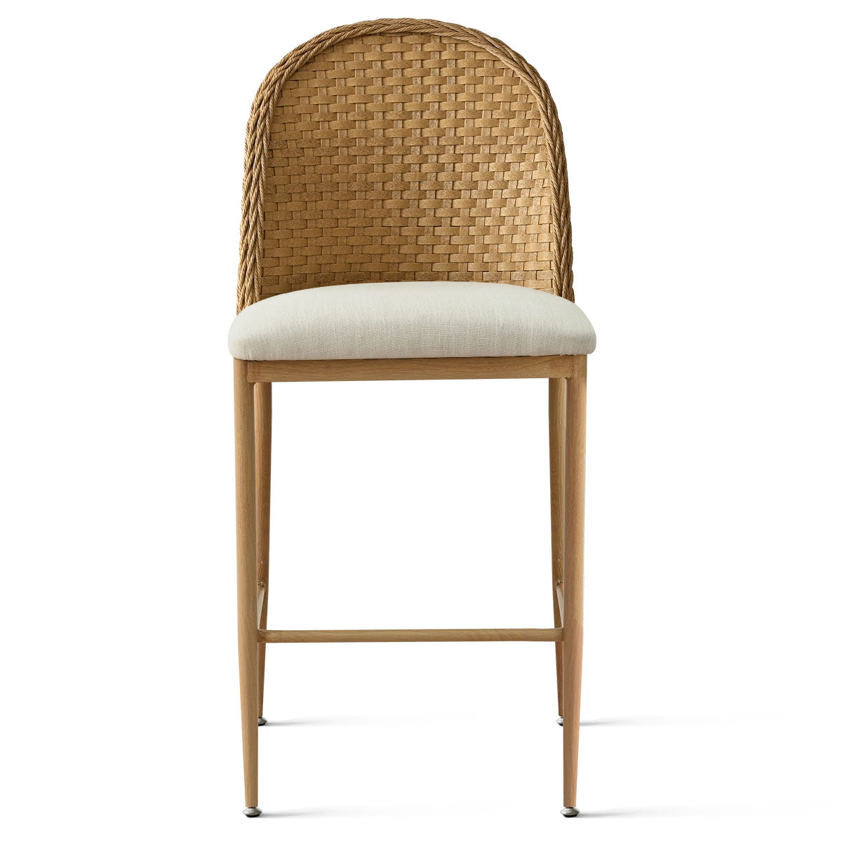 Barcelona 25.5" Beige Rattan Upholstered Counter Stool (Set of 4)