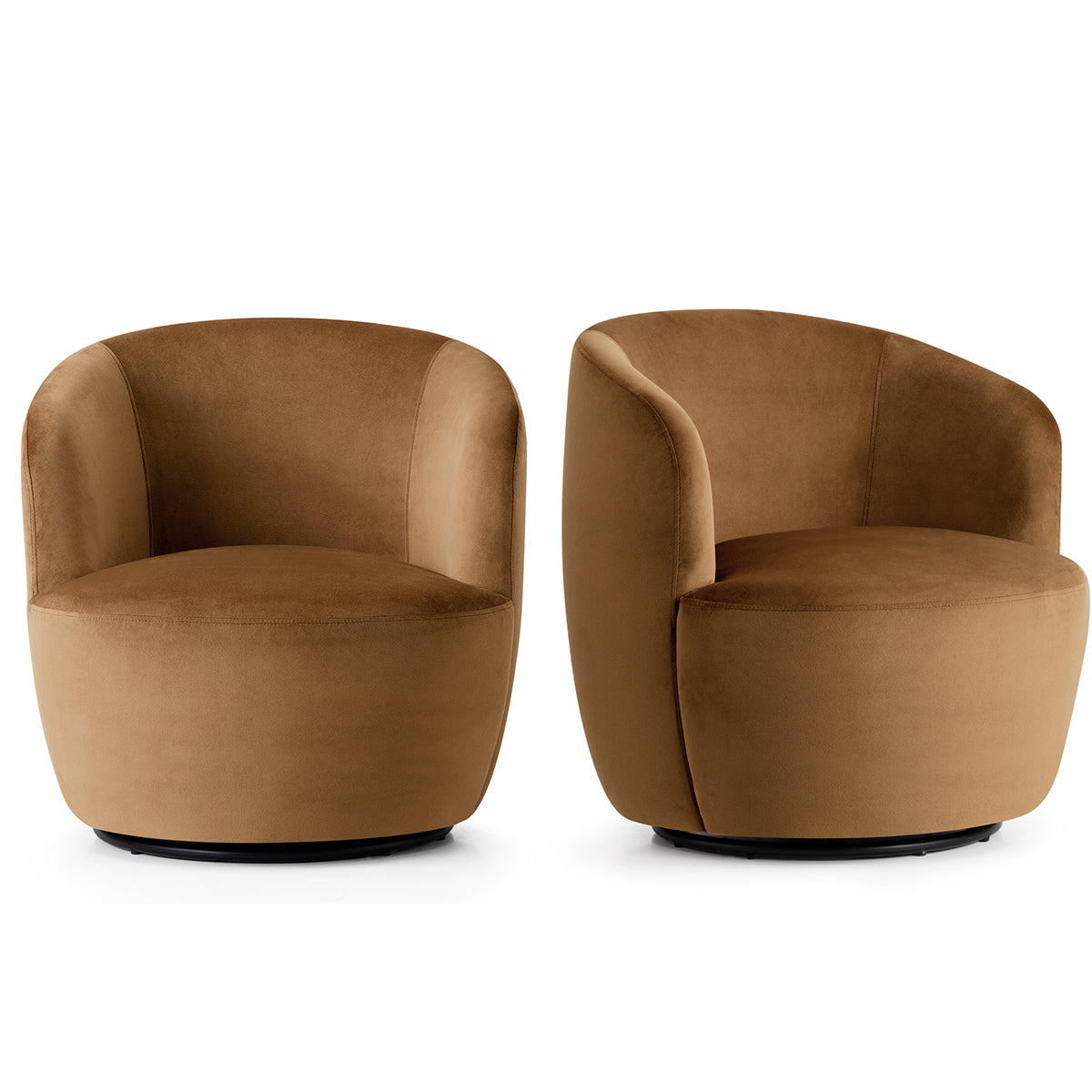 Bella Modern Small Velvet Swivel Barrel Chair (1-Piece)
