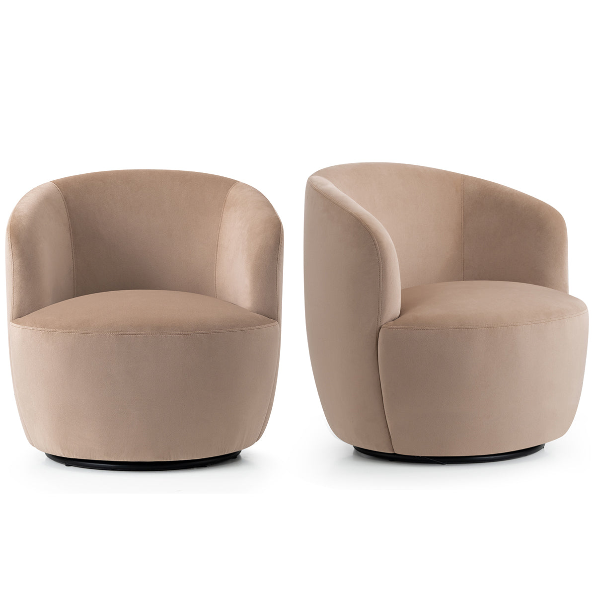 Bella Modern Small Velvet Swivel Barrel Chair (1-Piece)