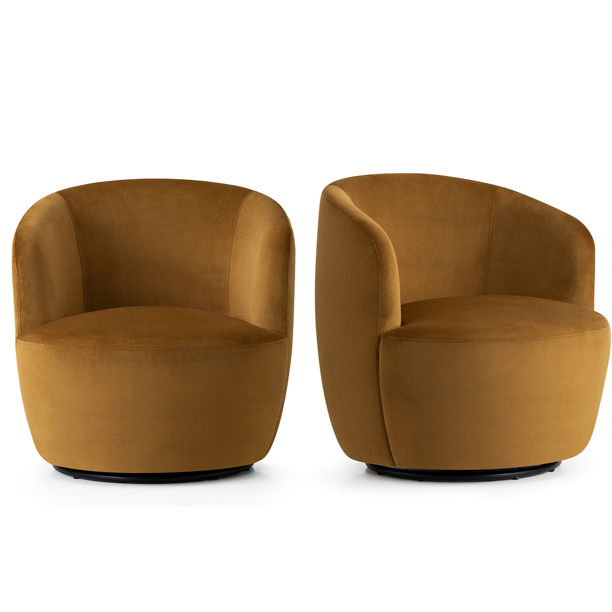 Bella Modern Small Velvet Swivel Barrel Chair (1-Piece)