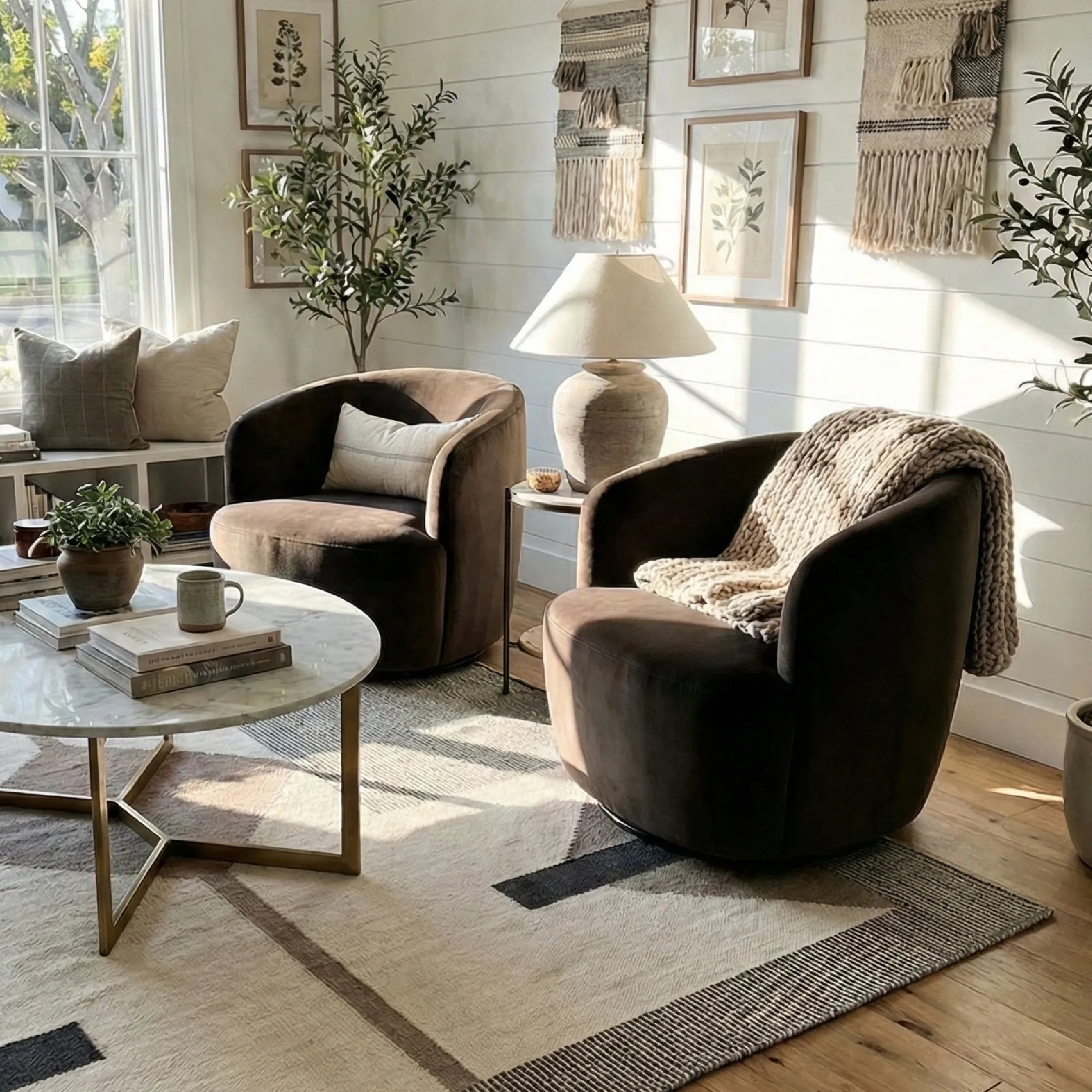 Bella Modern Small Velvet Swivel Barrel Chair (1-Piece)